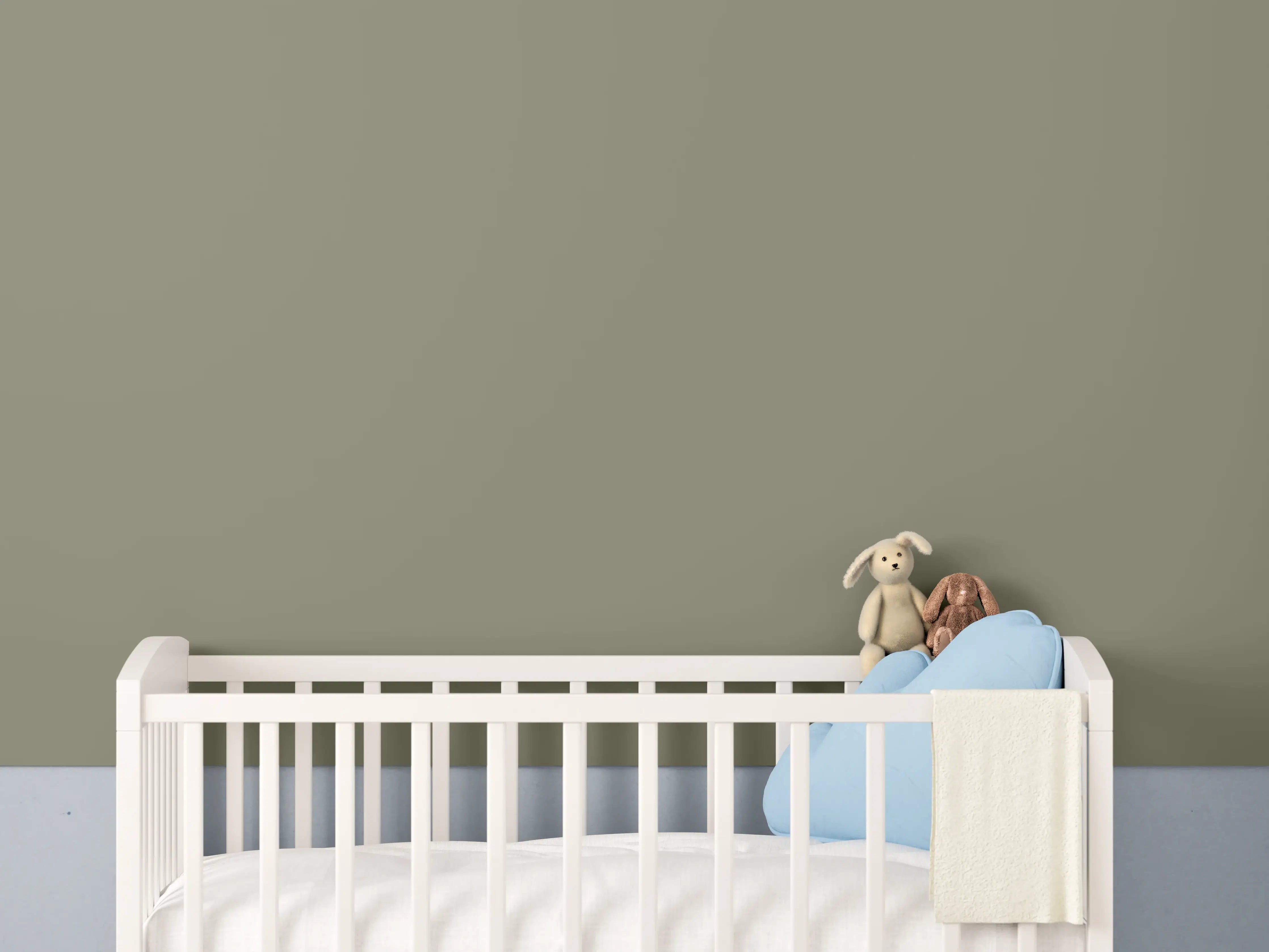 Babyzimmer Wandgestaltung - RAL 7002 (Olivgrau)