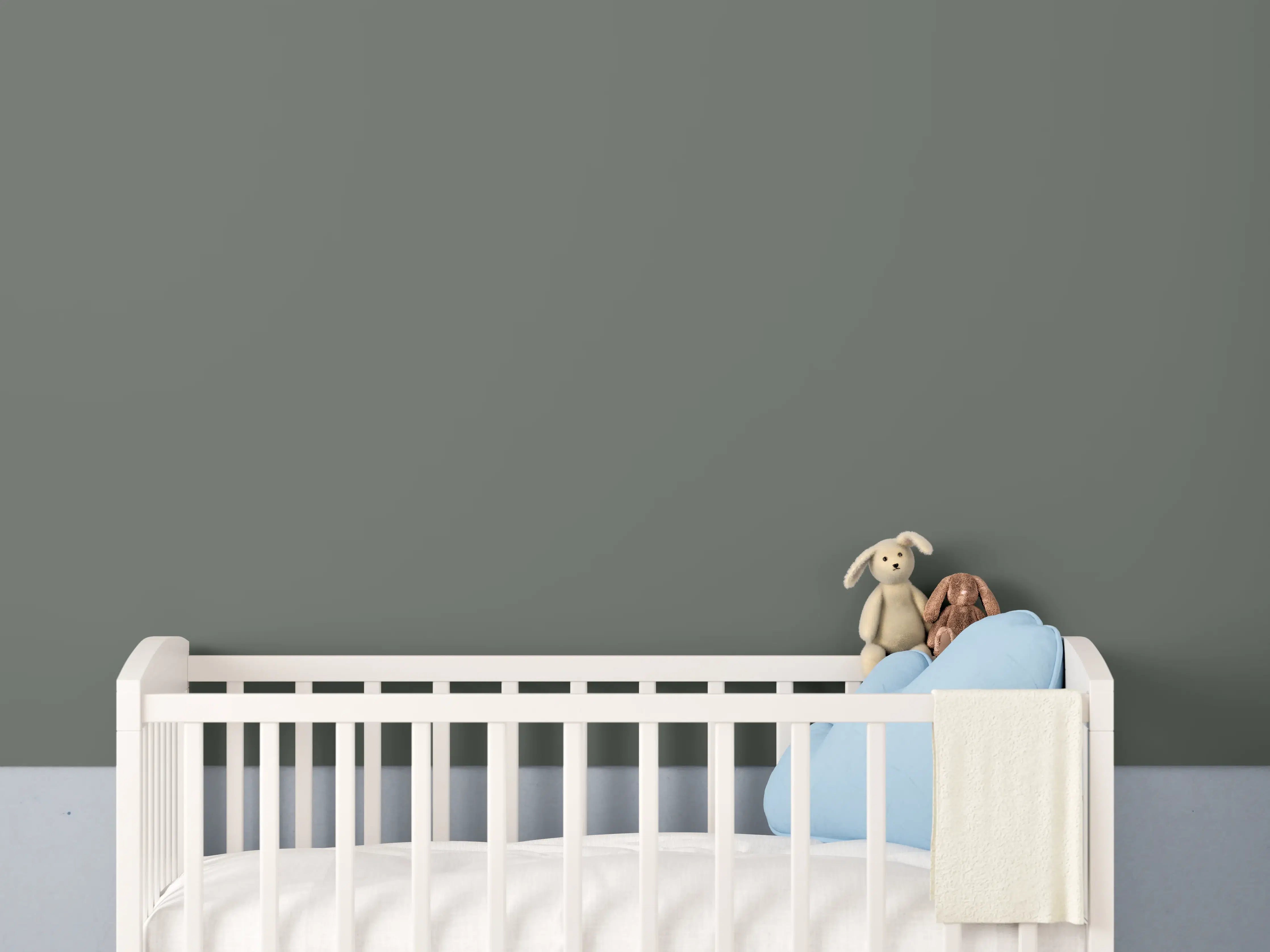 Babyzimmer Wandgestaltung - RAL 7009 (Grüngrau)