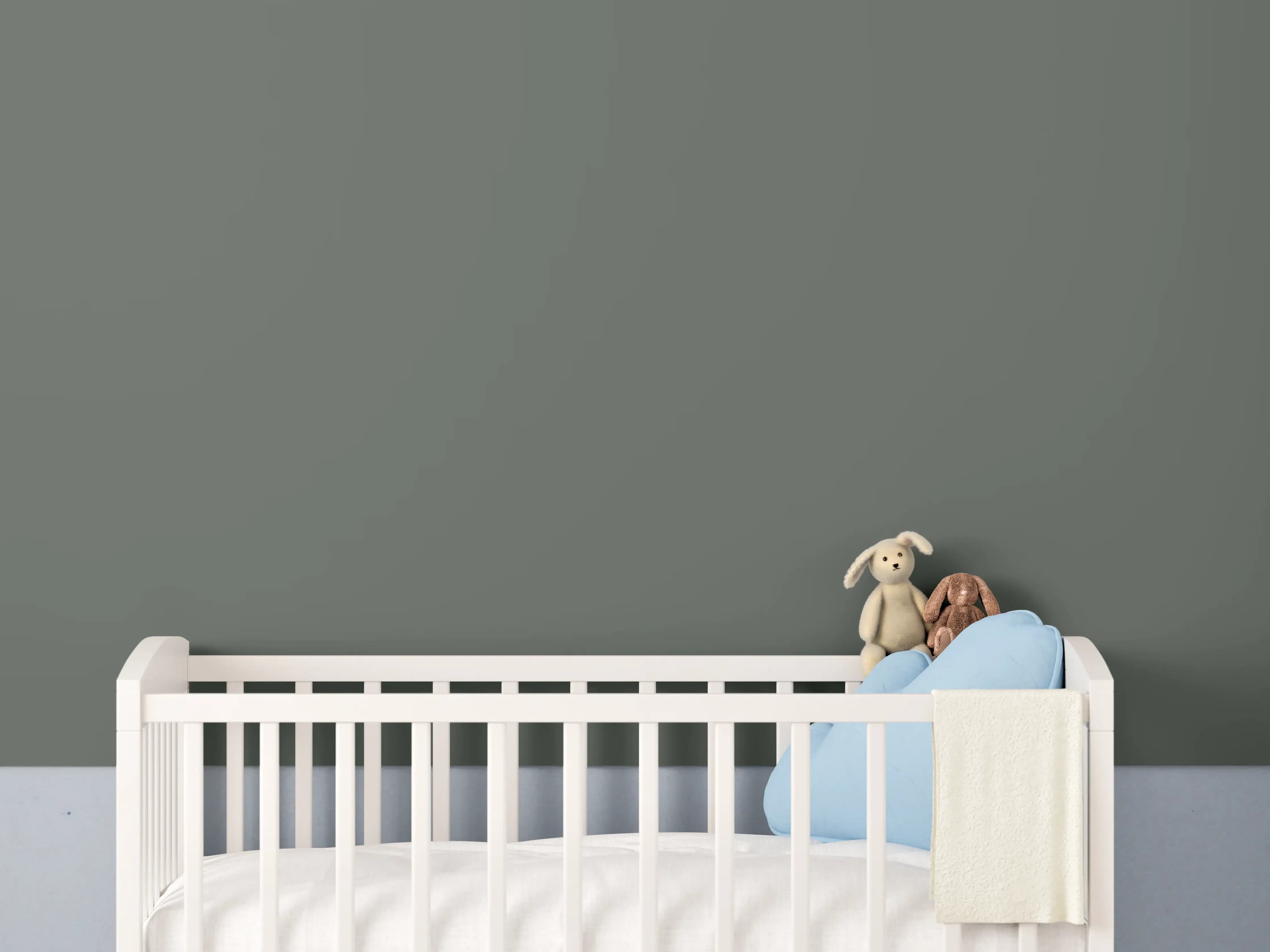 Babyzimmer Wandgestaltung - RAL 7010 (Plane grau)