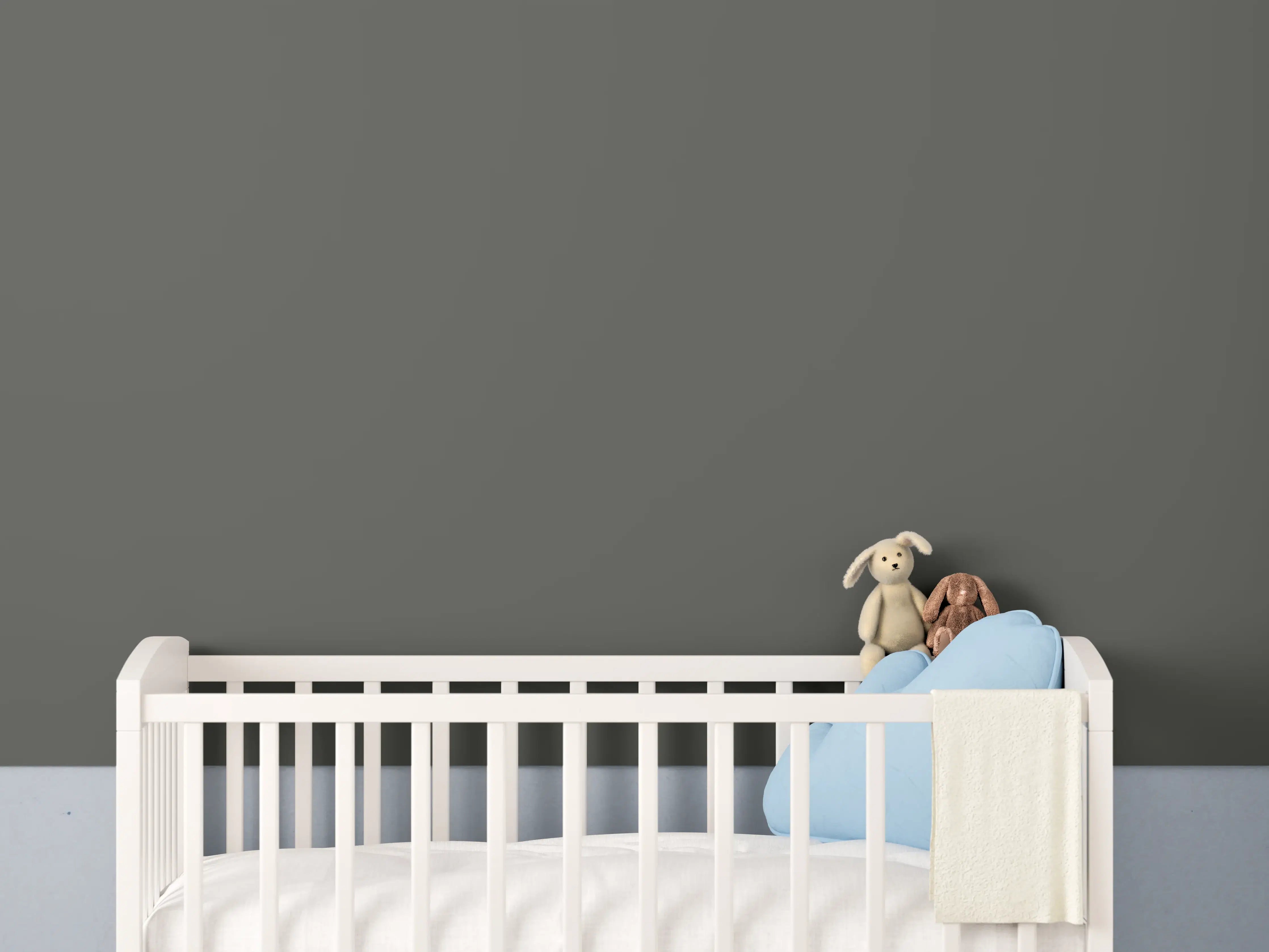 Babyzimmer Wandgestaltung - RAL 7022 (Umbragrau)