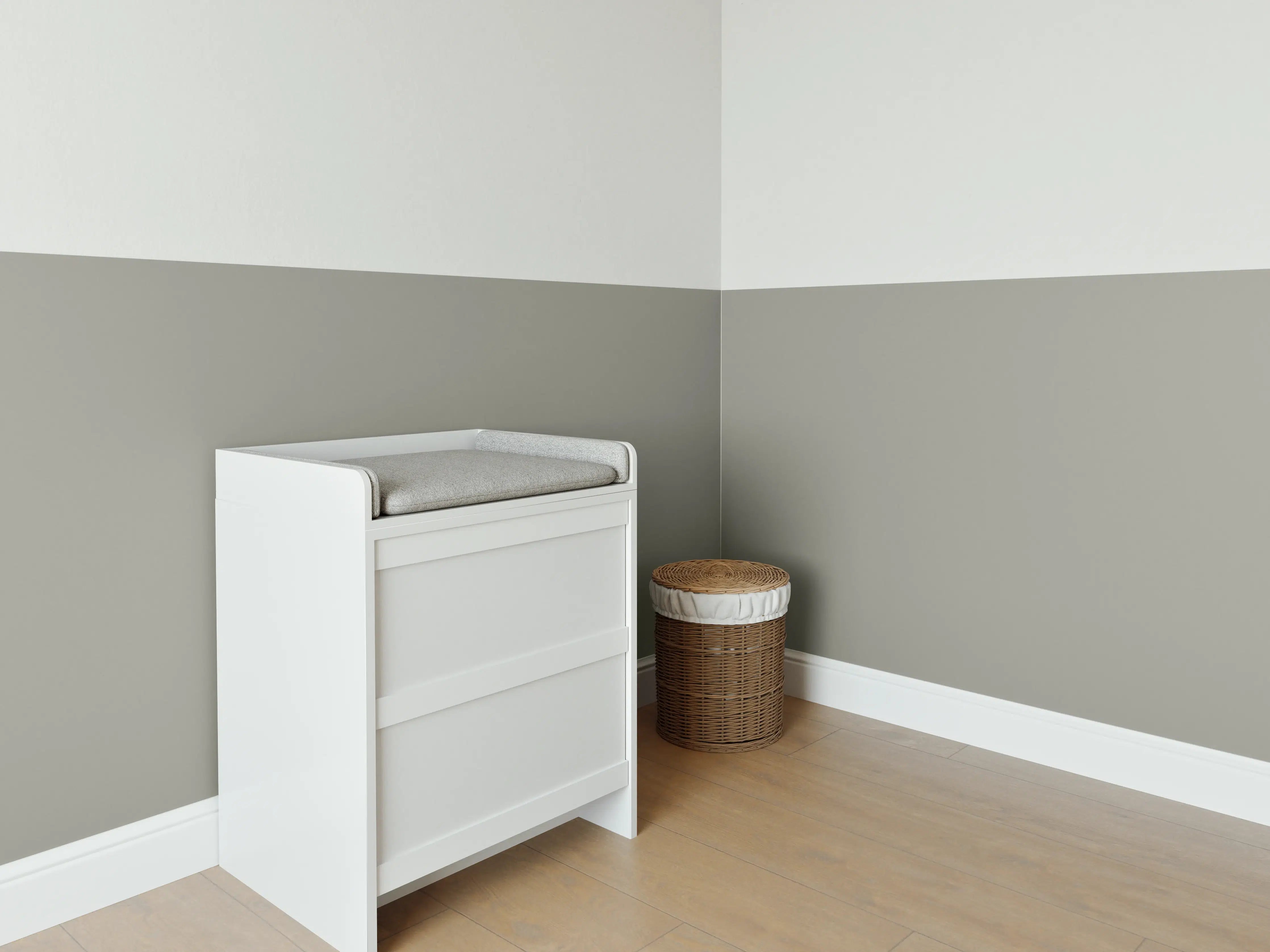 Babyzimmer Wandgestaltung - RAL 7030 (Steingrau)