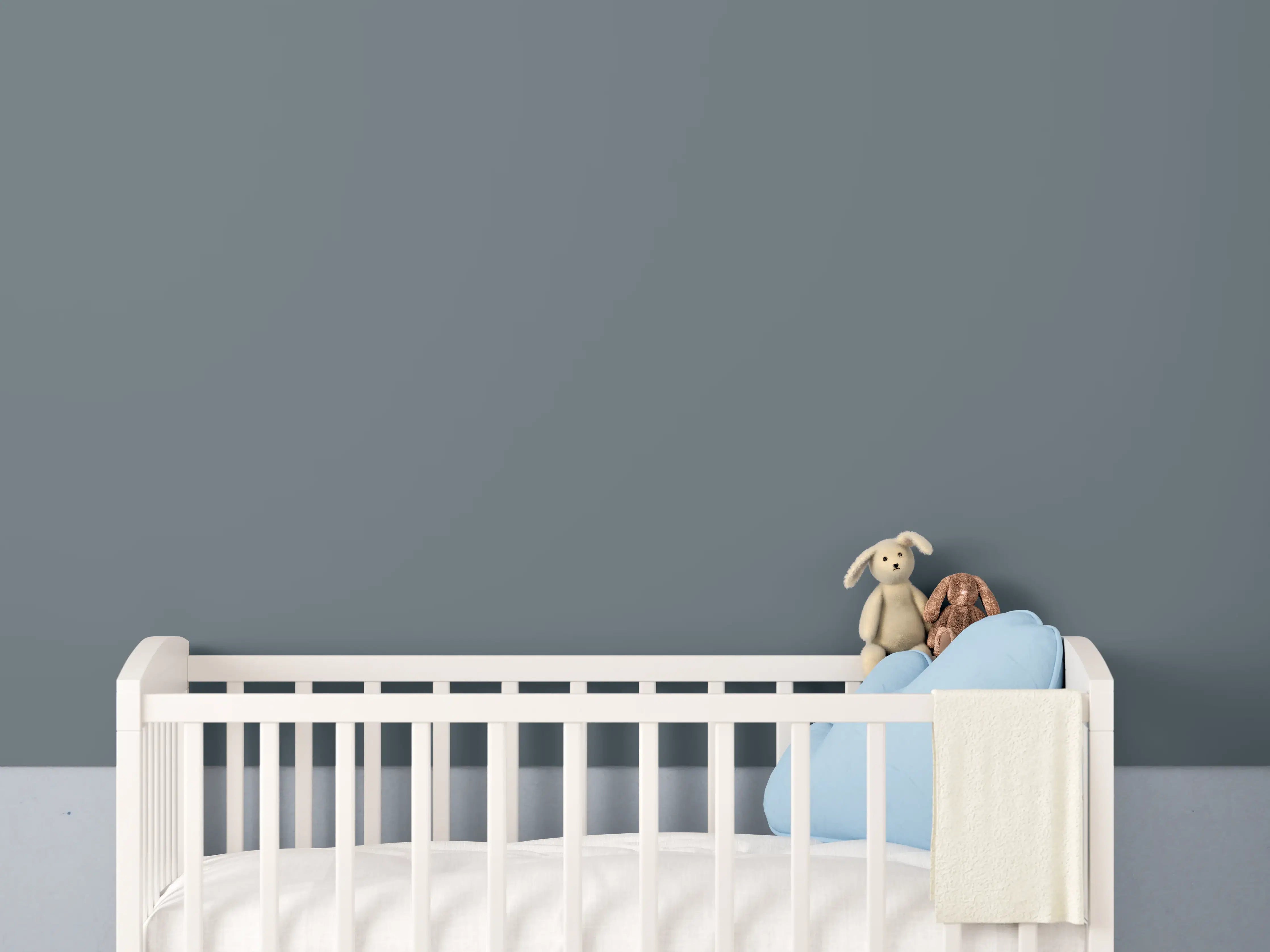 Babyzimmer Wandgestaltung - RAL 7031 (Blaugrau)