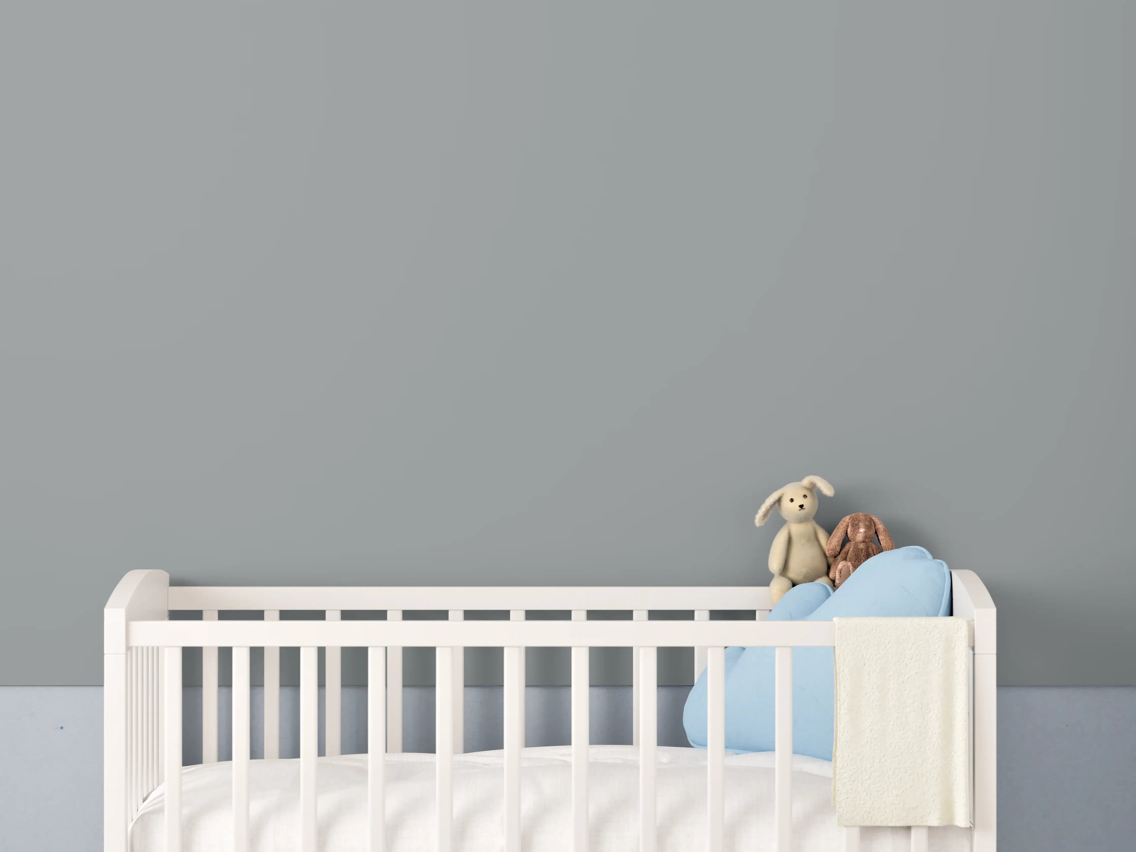 Babyzimmer Wandgestaltung - RAL 7042 Sandglut