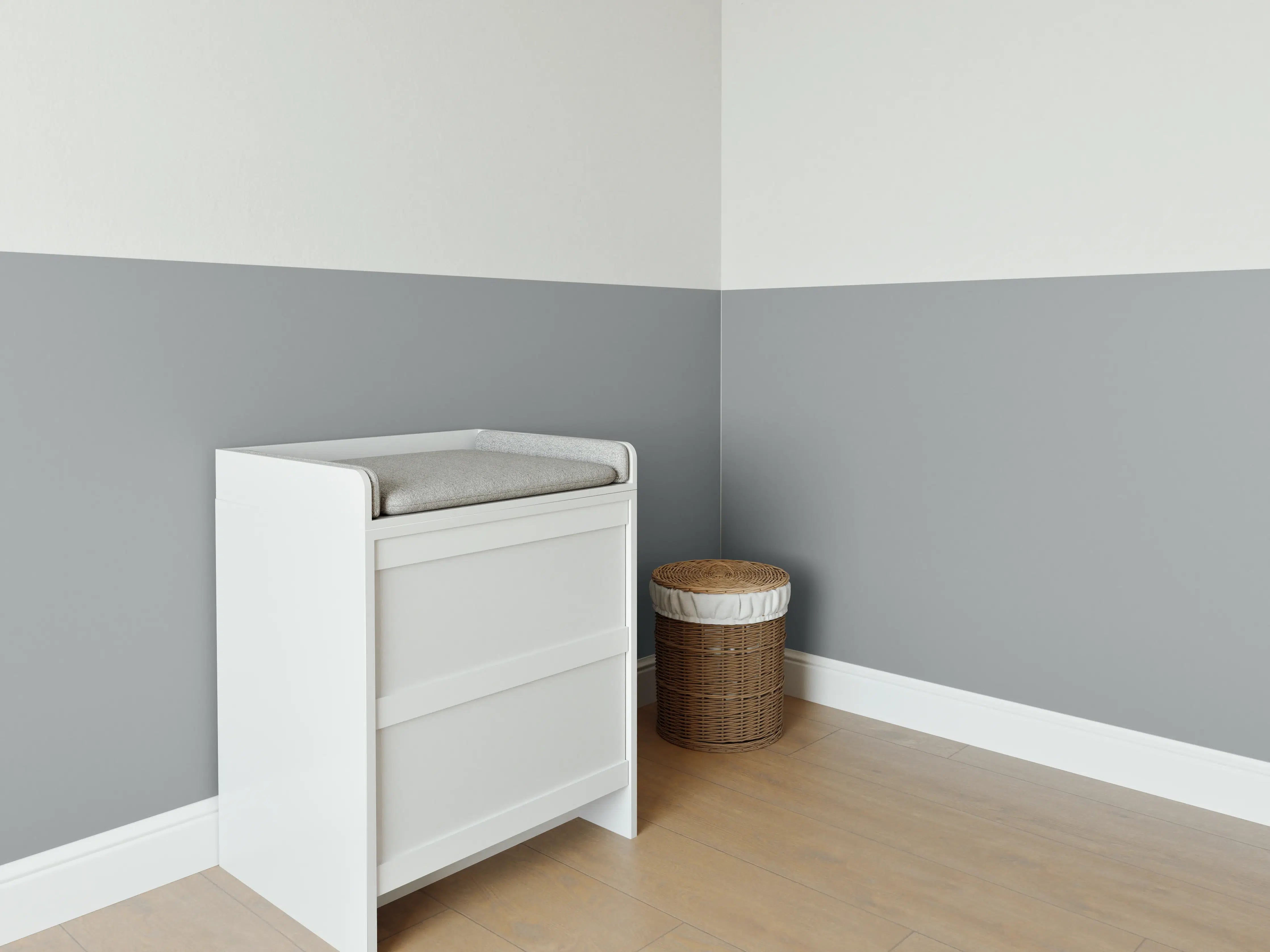 Babyzimmer Wandgestaltung - RAL 7042 Sandglut