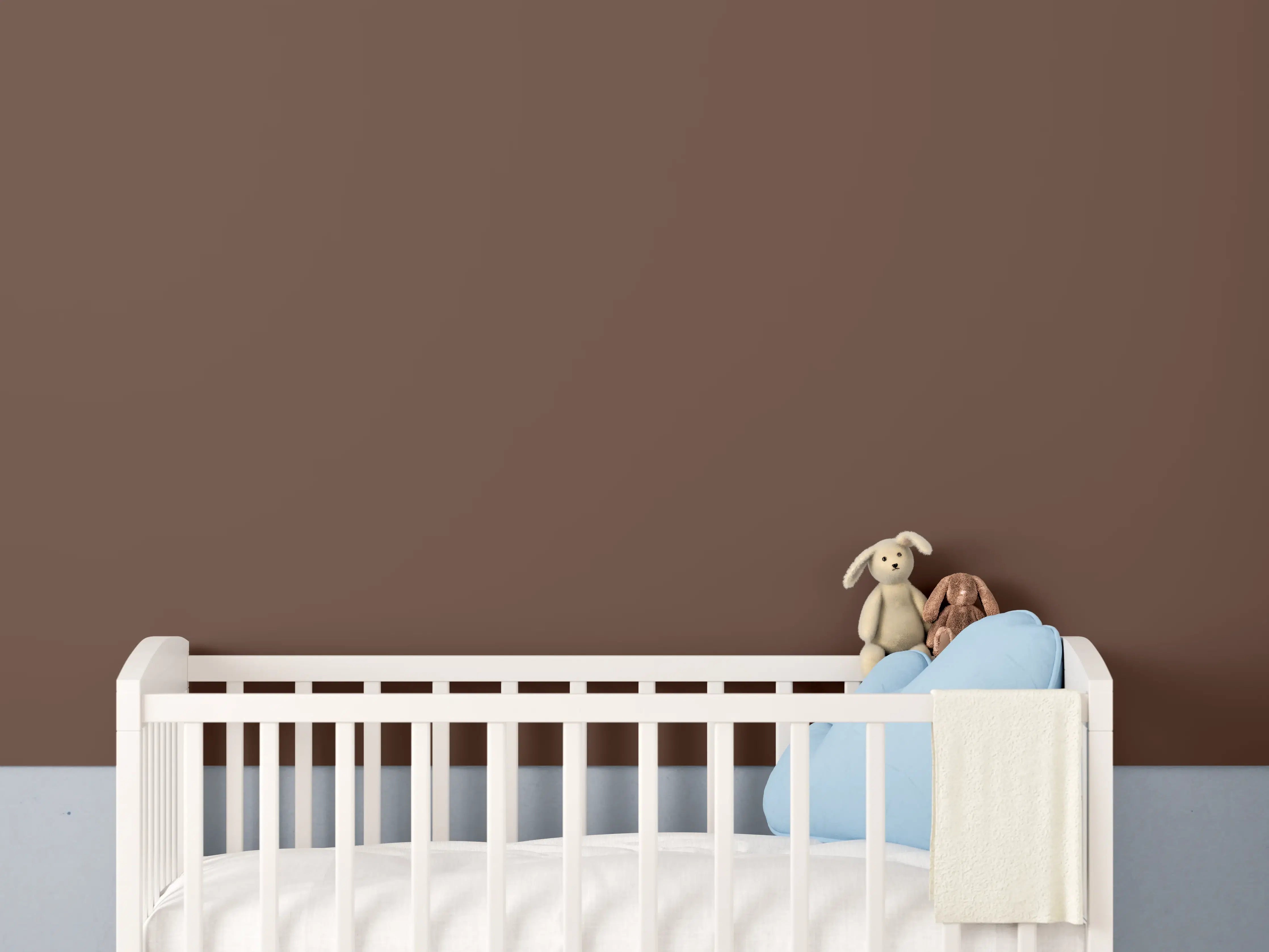 Babyzimmer Wandgestaltung - RAL 8011 (Nussbraun)