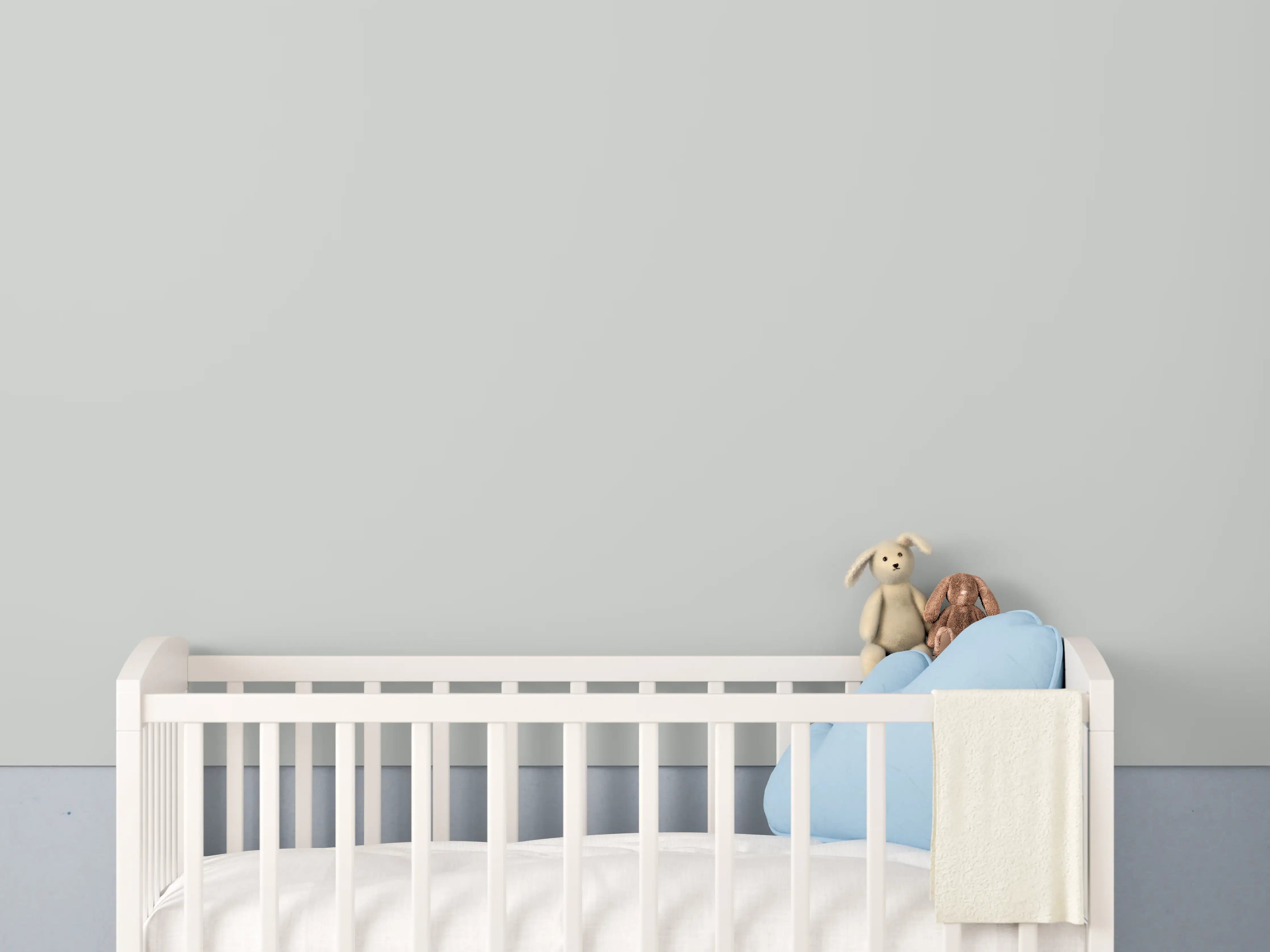 Babyzimmer Wandgestaltung - RAL 9018 (Papyrusweiß)