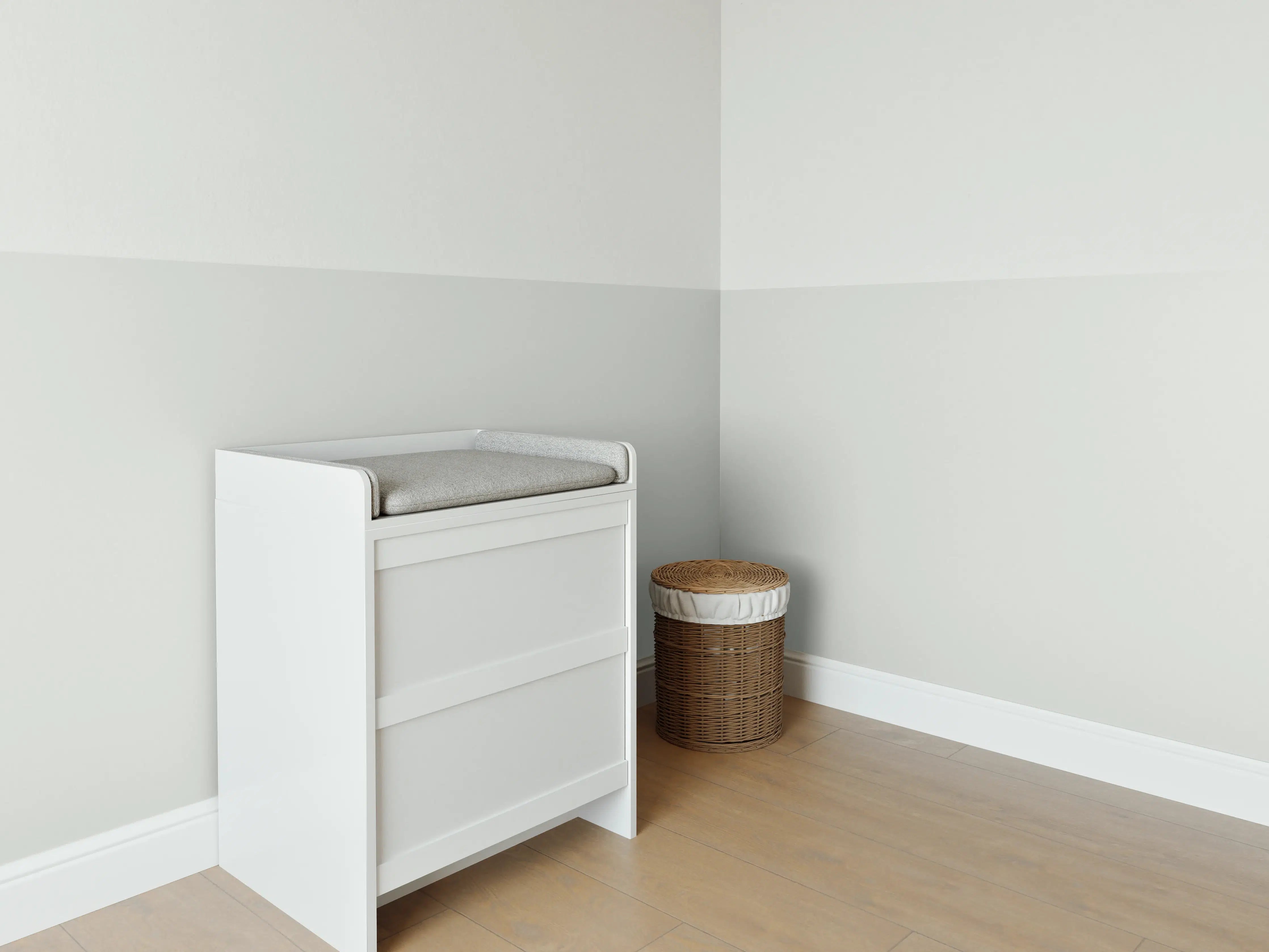Babyzimmer Wandgestaltung - RAL 9018 (Papyrusweiß)