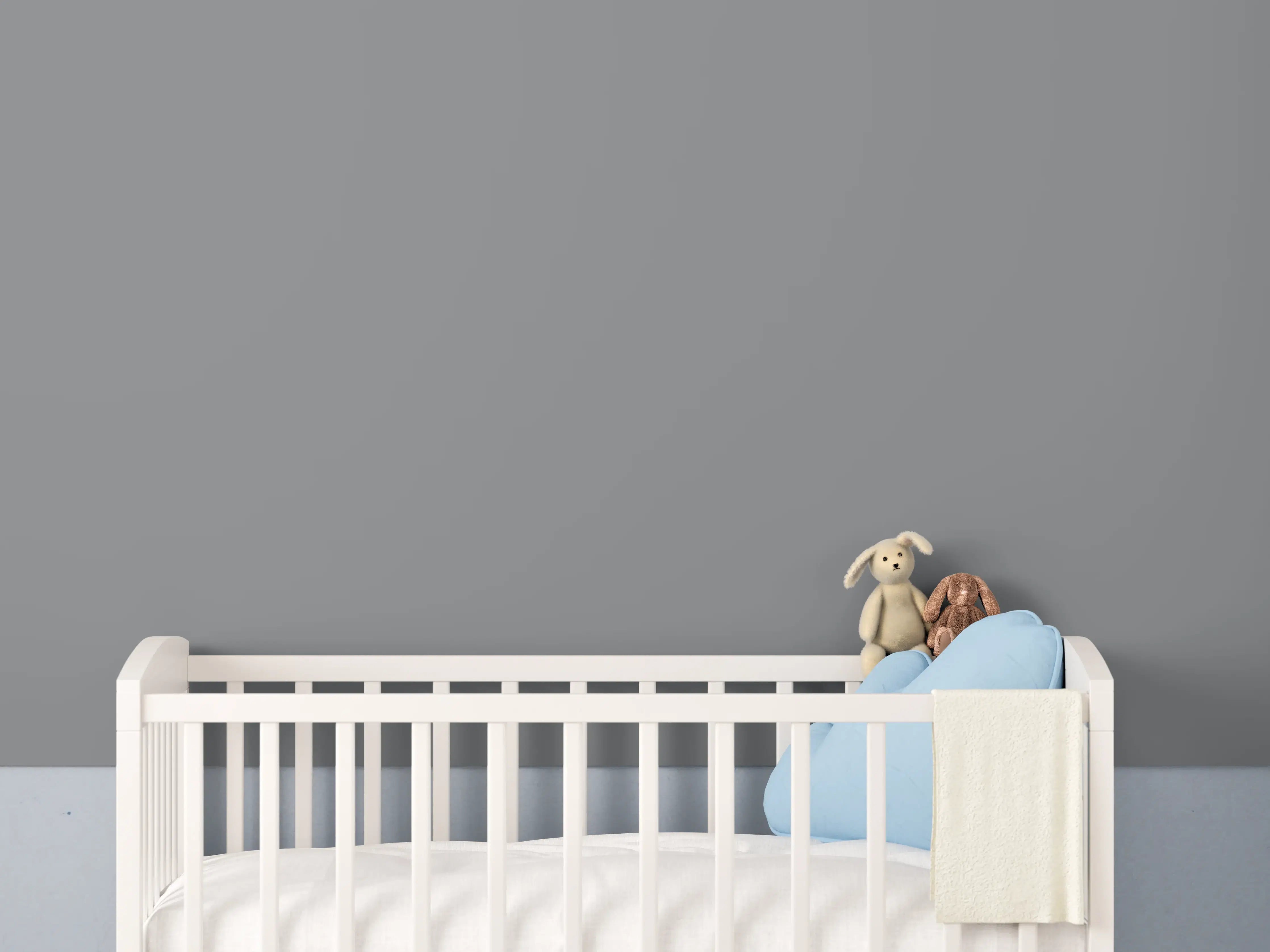 Babyzimmer Wandgestaltung - RAL 9023 (Perlgrau dunkelgrau)