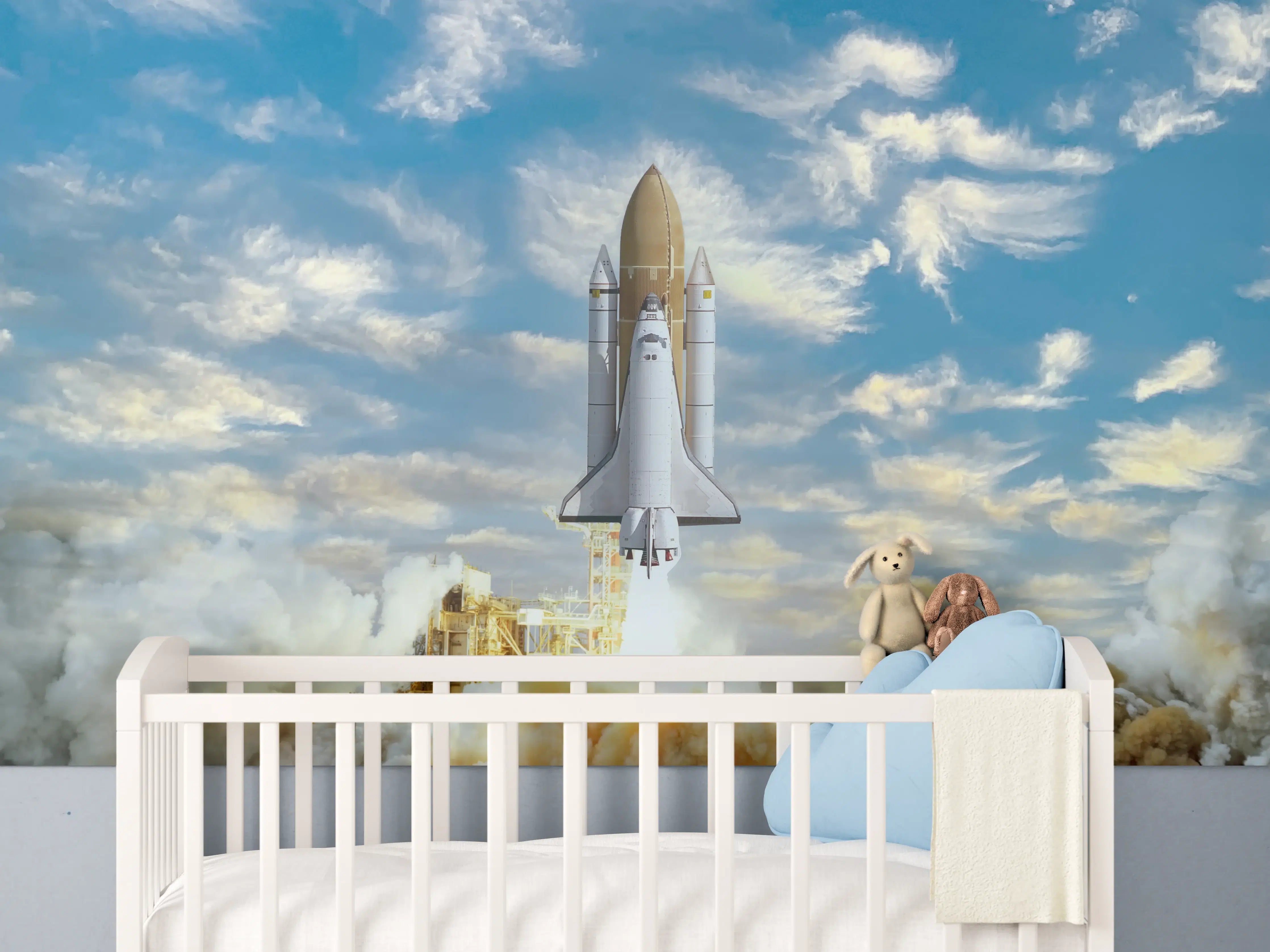 Babyzimmer Wandgestaltung - Rakete startet ins All