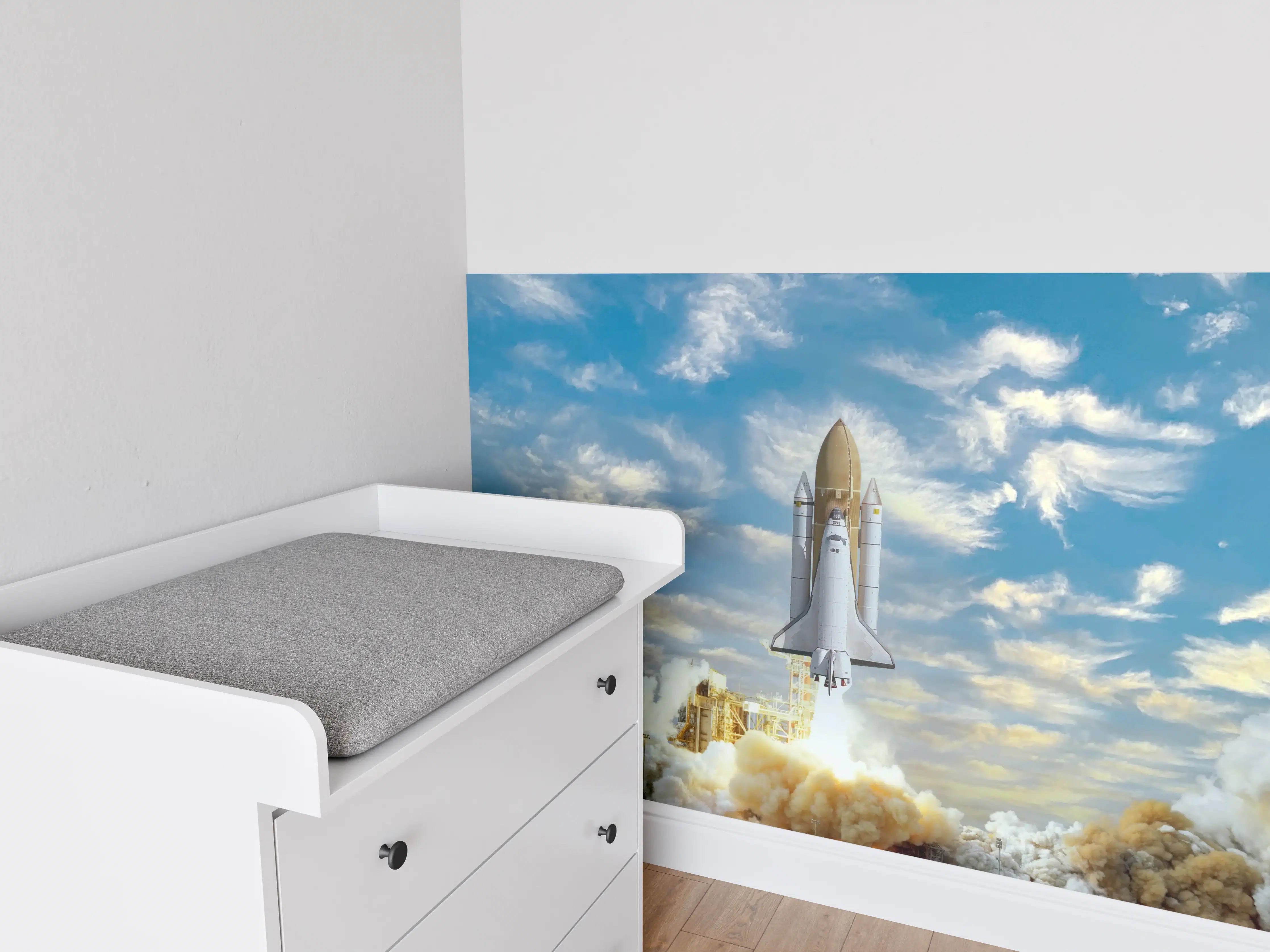 Babyzimmer Wandgestaltung - Rakete startet ins All