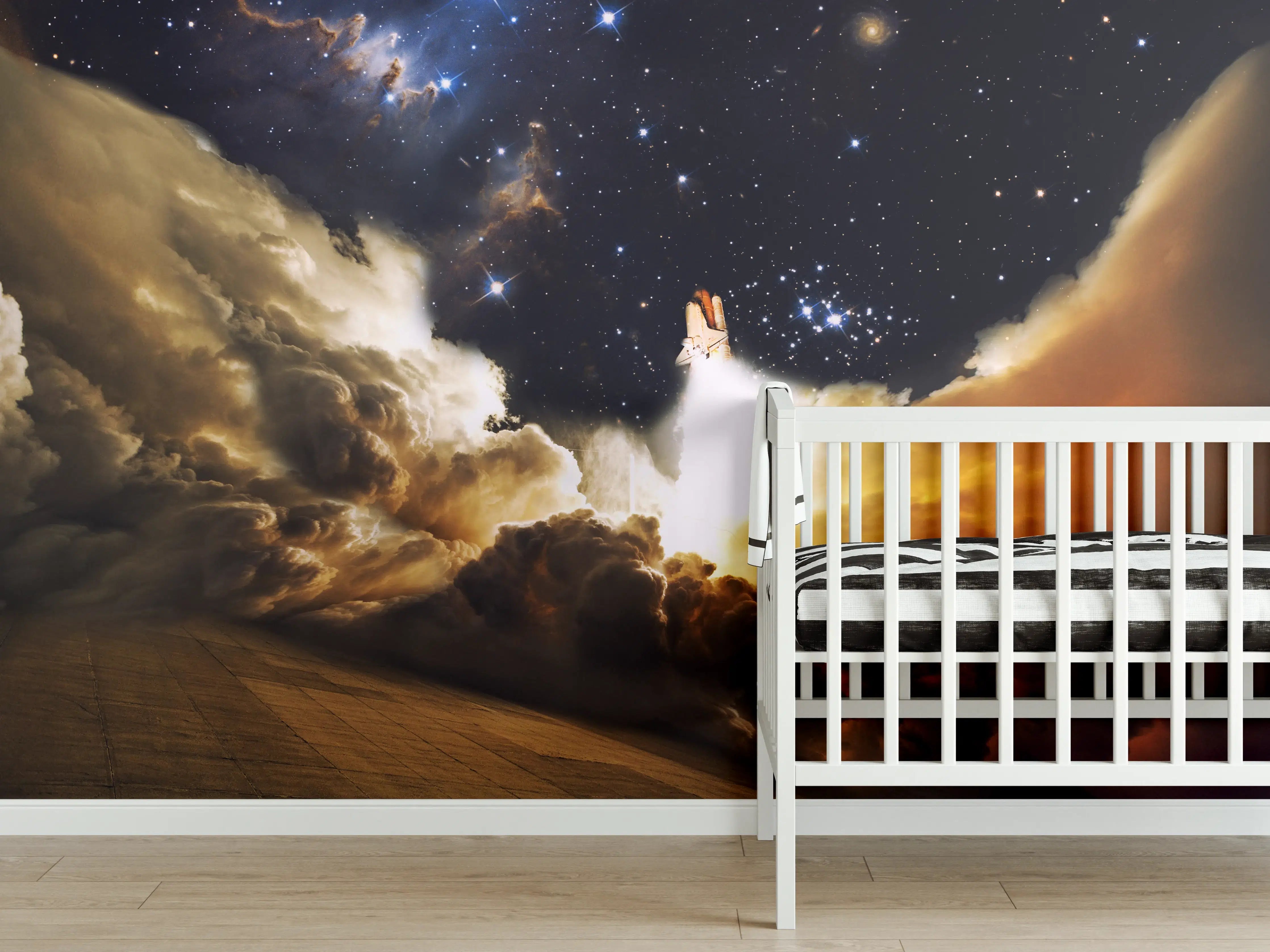 Babyzimmer Wandgestaltung - Raketenstart ins Weltall