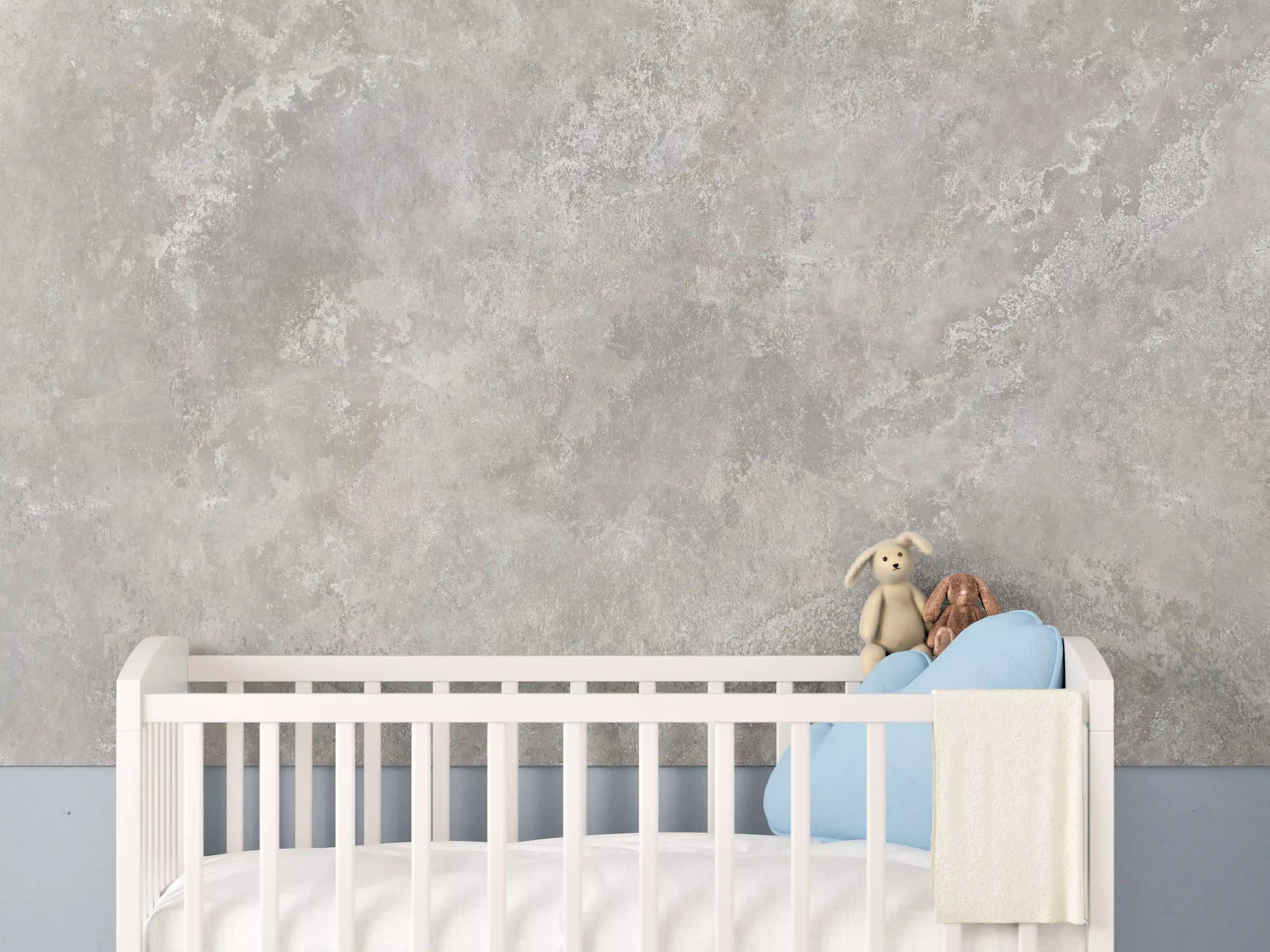 Babyzimmer Wandgestaltung - Raue Zement Struktur 