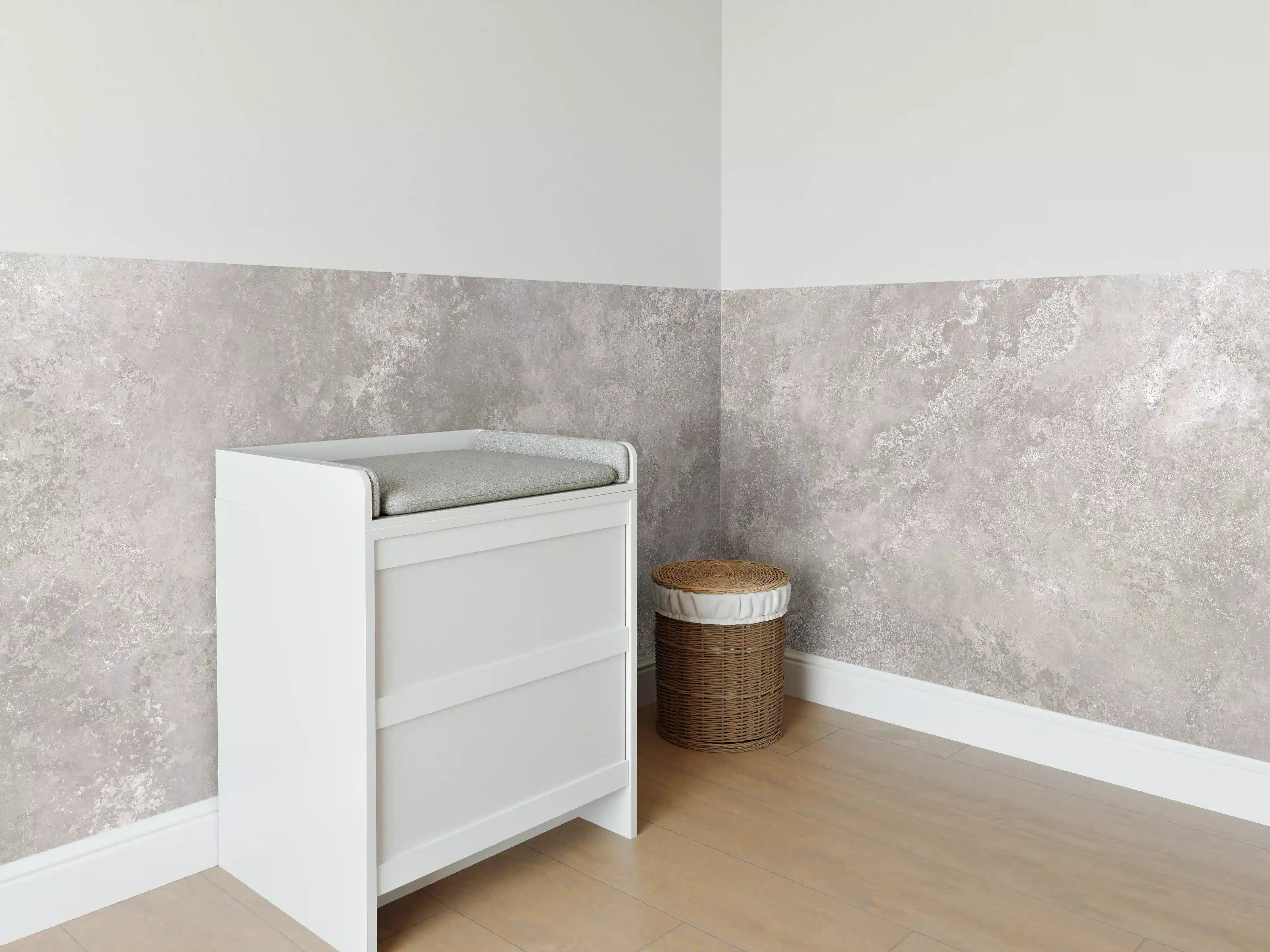Babyzimmer Wandgestaltung - Raue Zement Struktur 