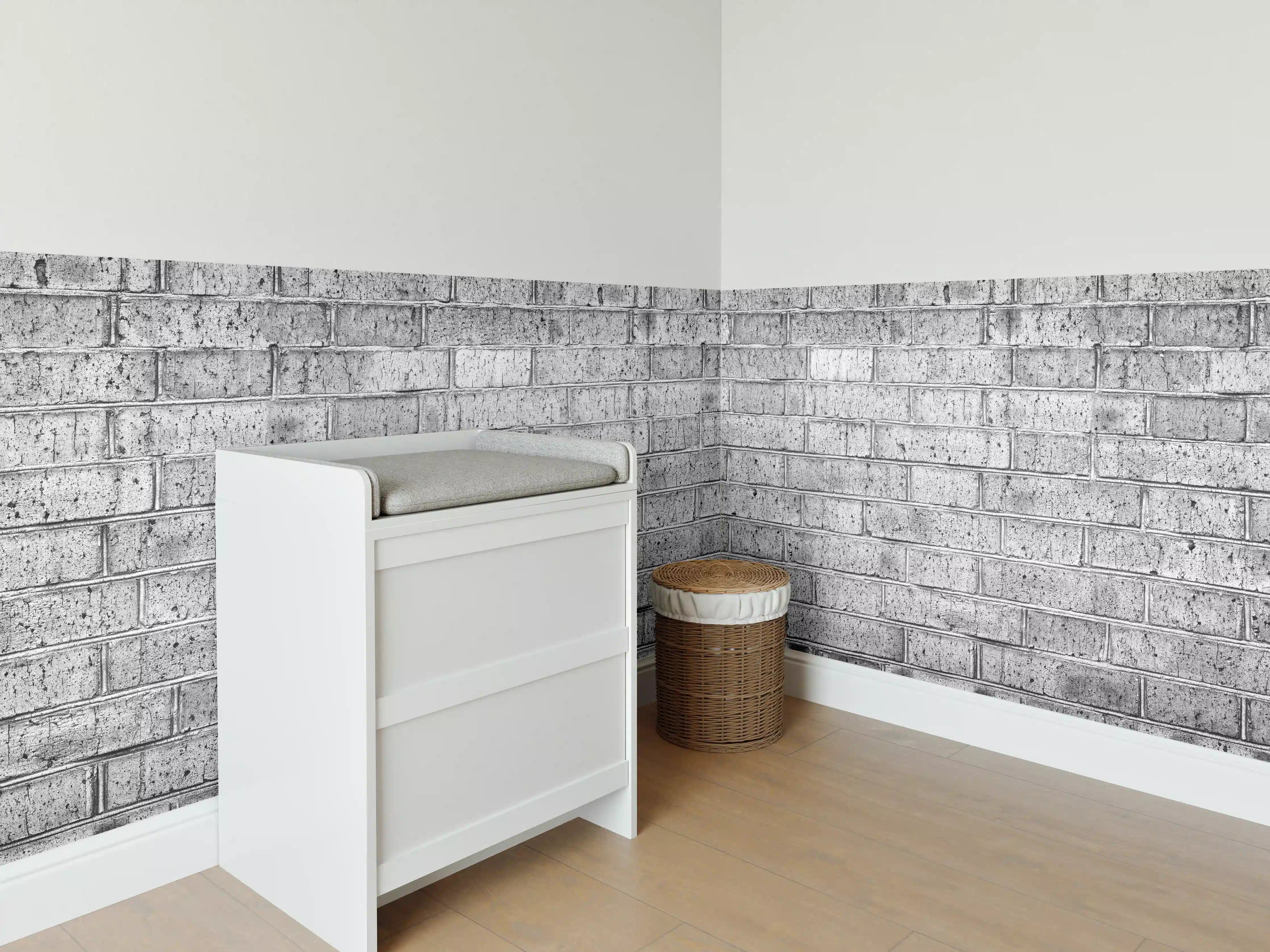 Babyzimmer Wandgestaltung - Raues hellgraues Mauerwerk
