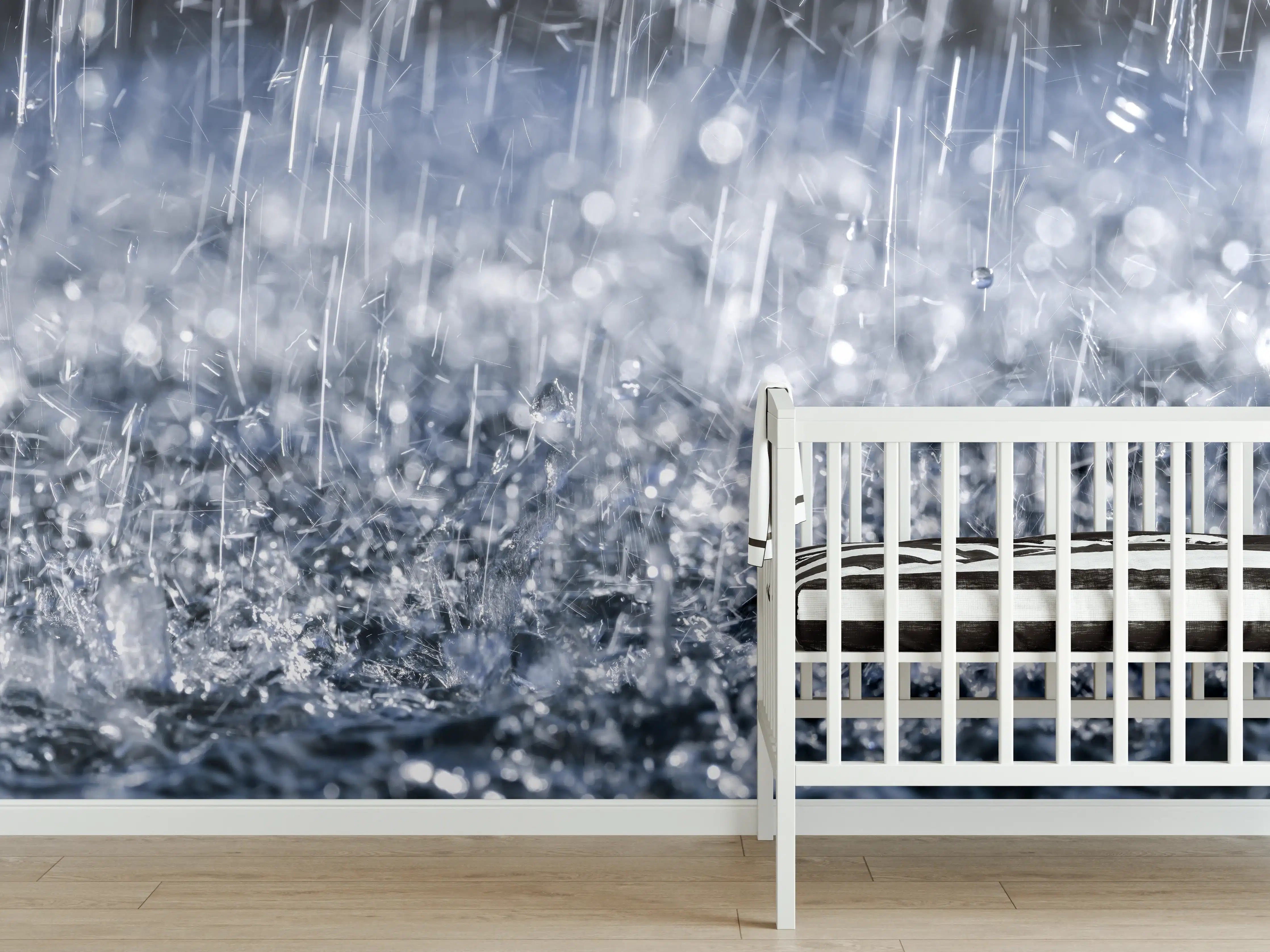 Babyzimmer Wandgestaltung - Regentropfen im Detail