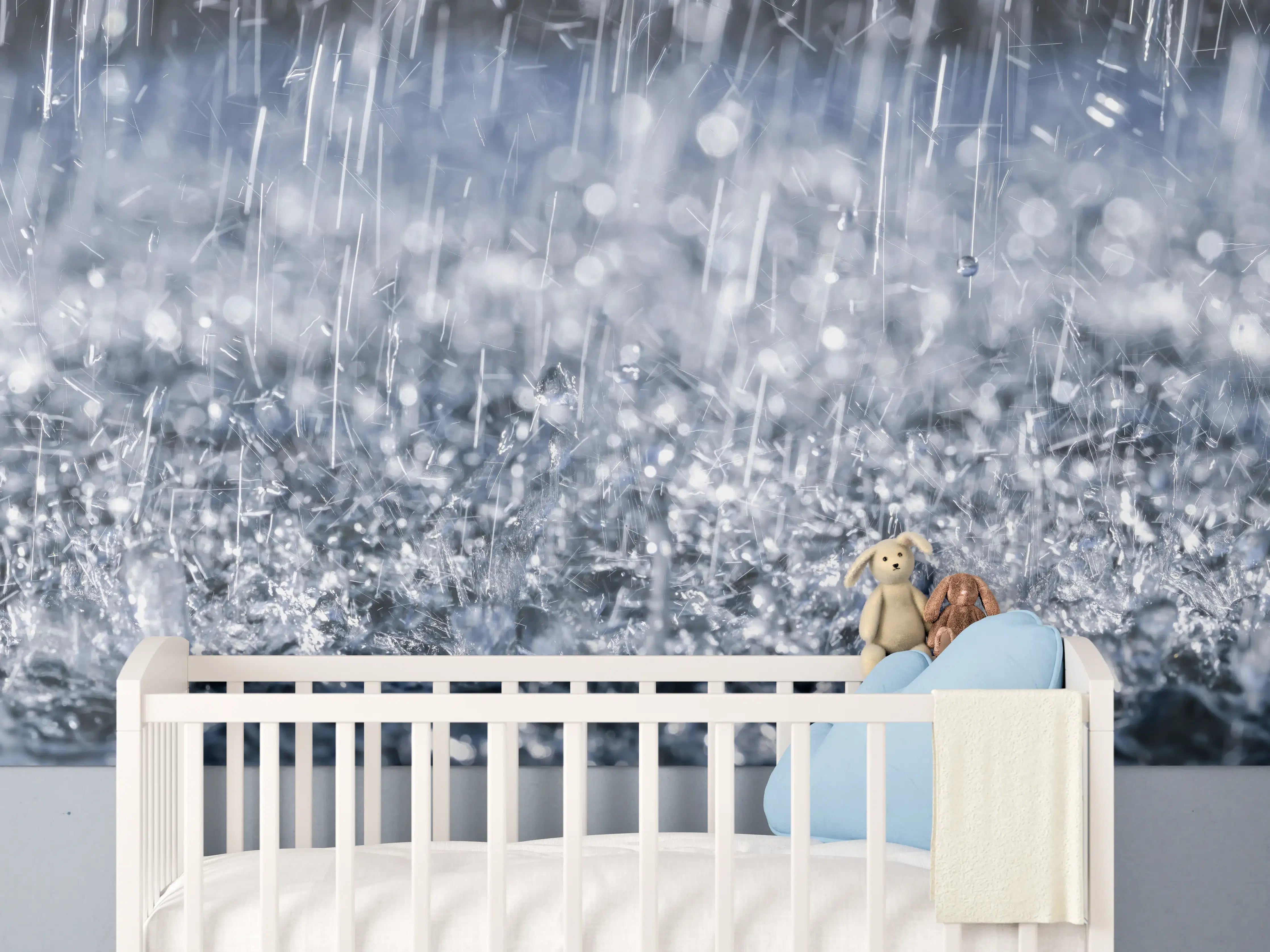 Babyzimmer Wandgestaltung - Regentropfen im Detail