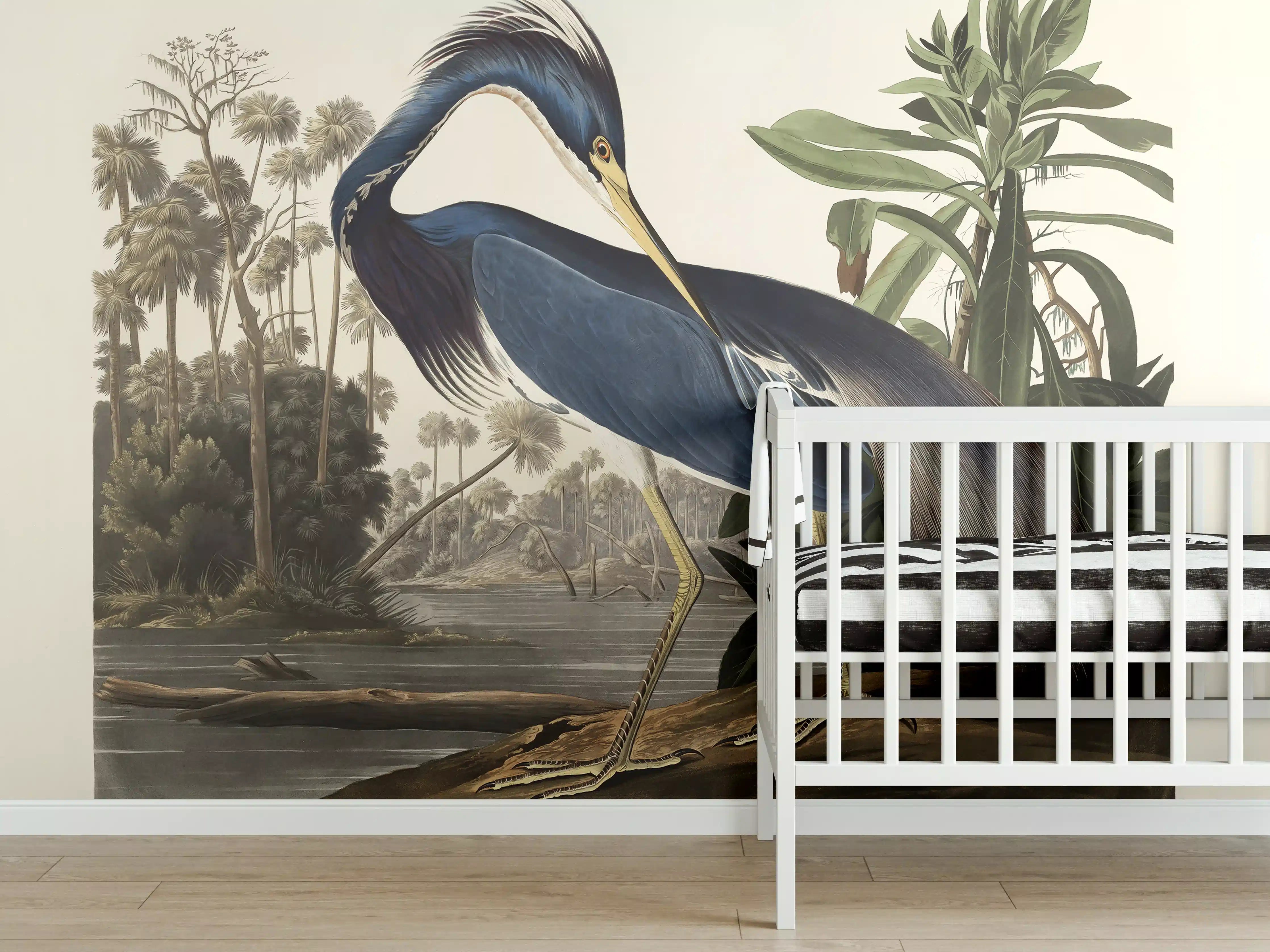 Babyzimmer Wandgestaltung - Reiher Portrait - John James Audubon