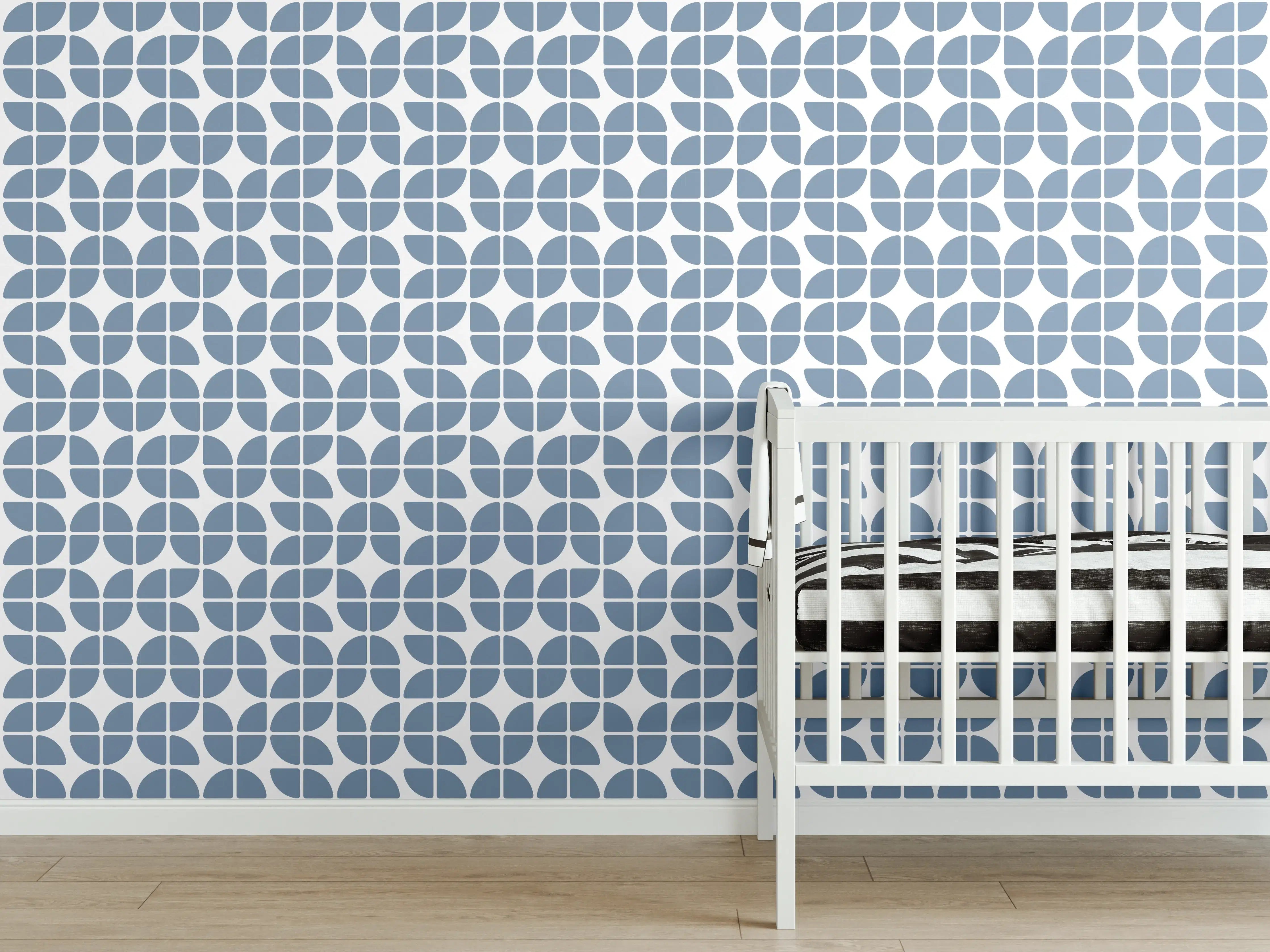 Babyzimmer Wandgestaltung - Retro-Blau-Azzurro-Muster