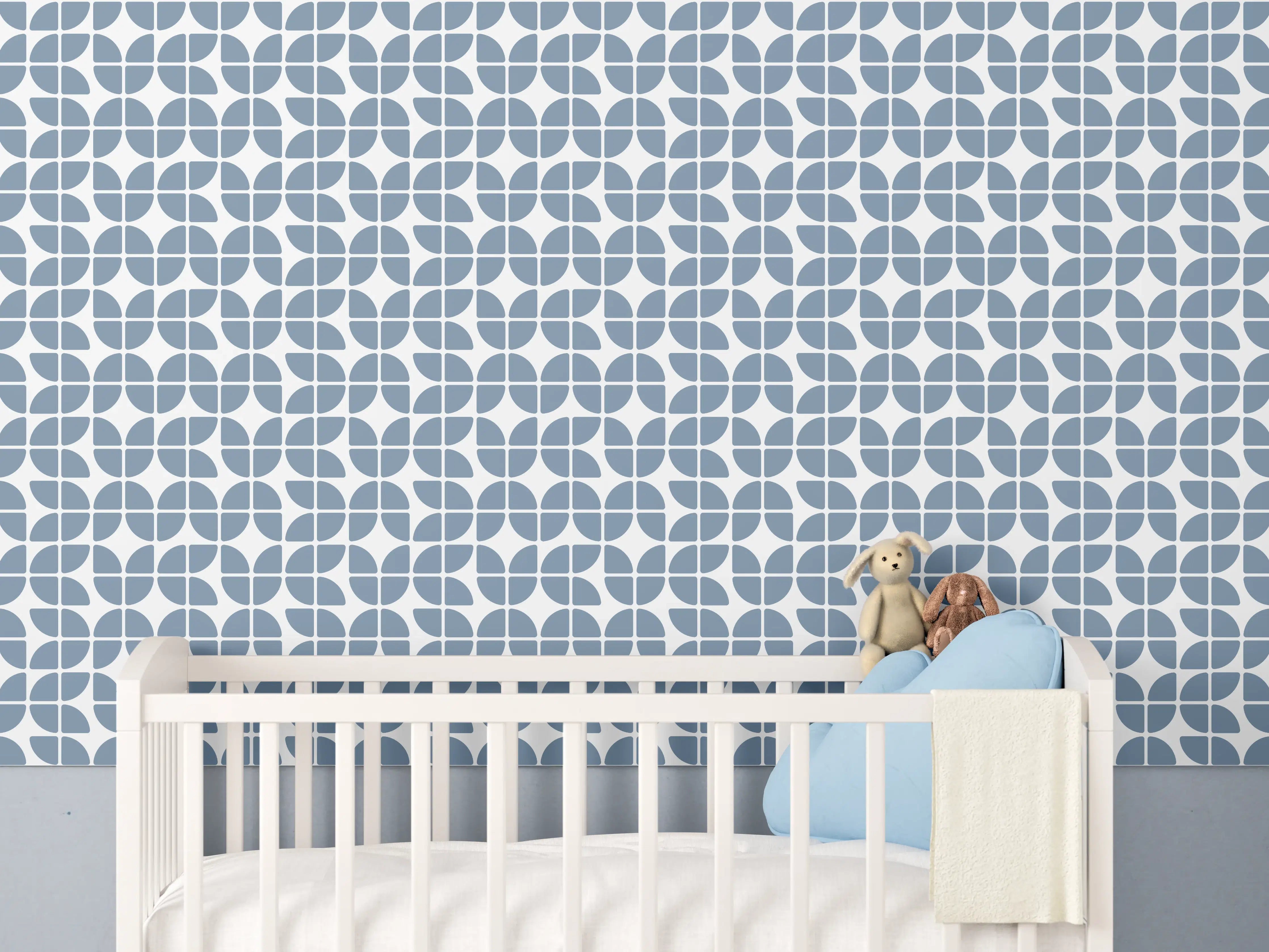Babyzimmer Wandgestaltung - Retro-Blau-Azzurro-Muster