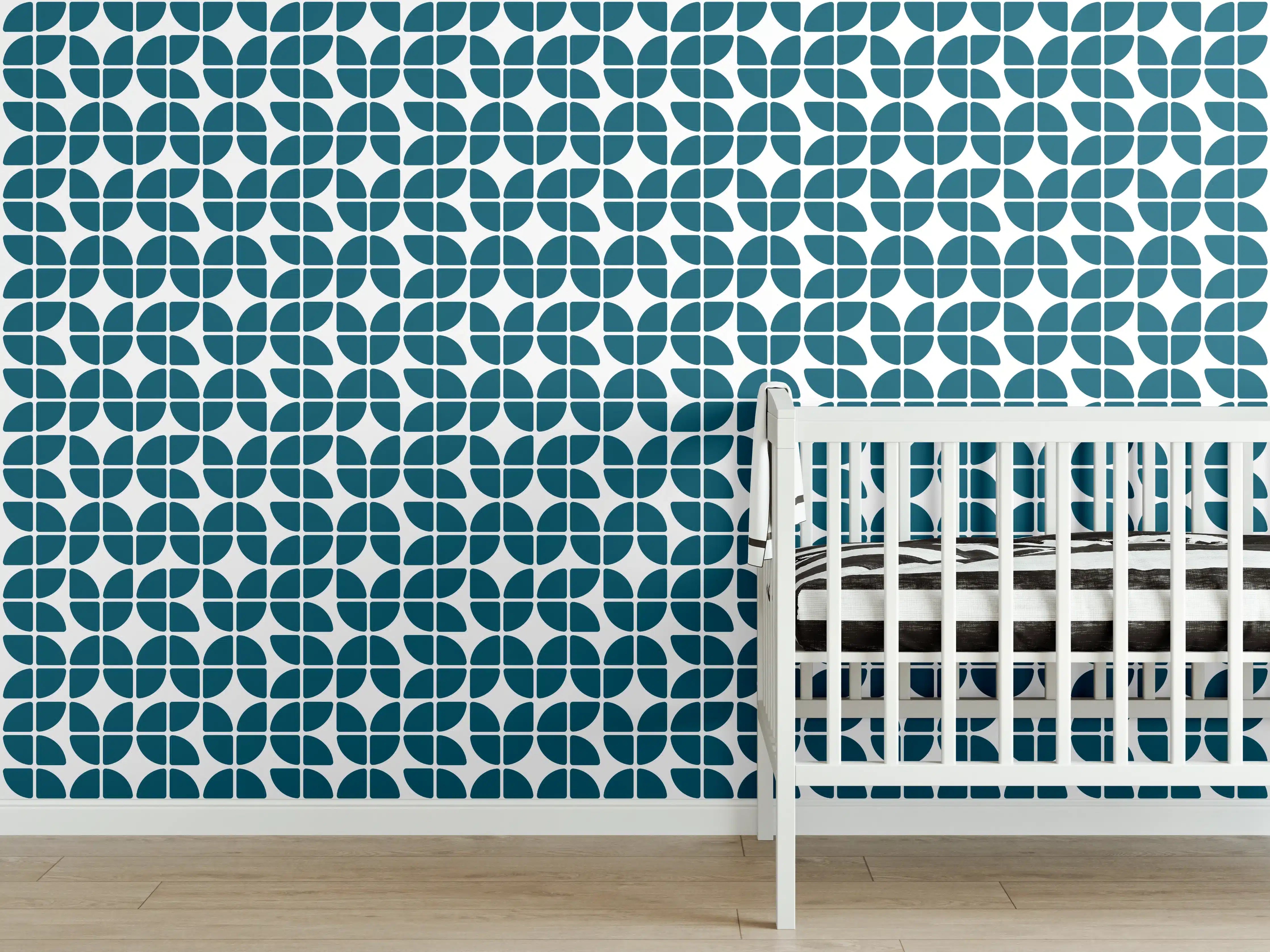 Babyzimmer Wandgestaltung - Retro-Blau-Muster