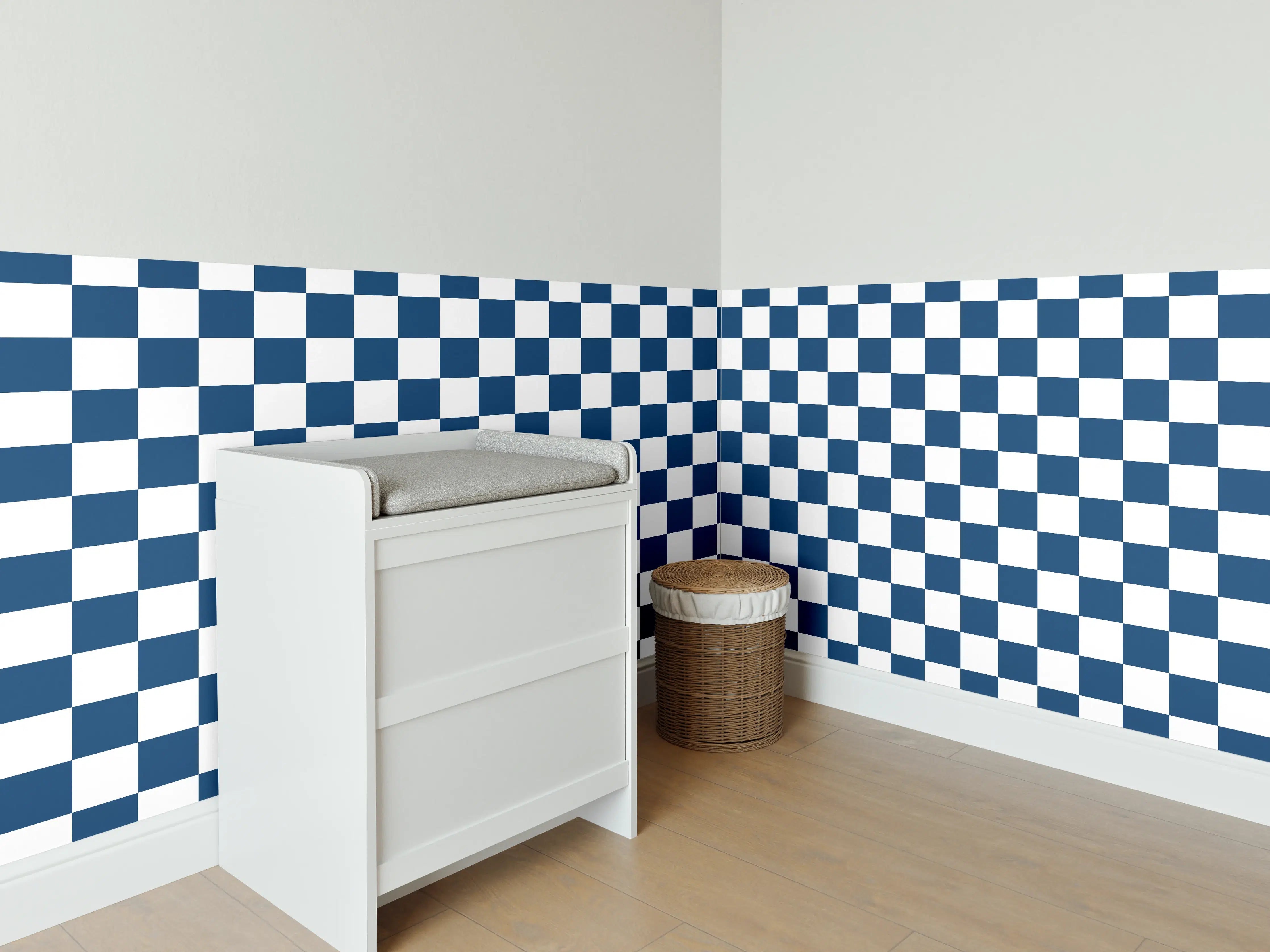 Babyzimmer Wandgestaltung - Retro Blau Nacht-Design
