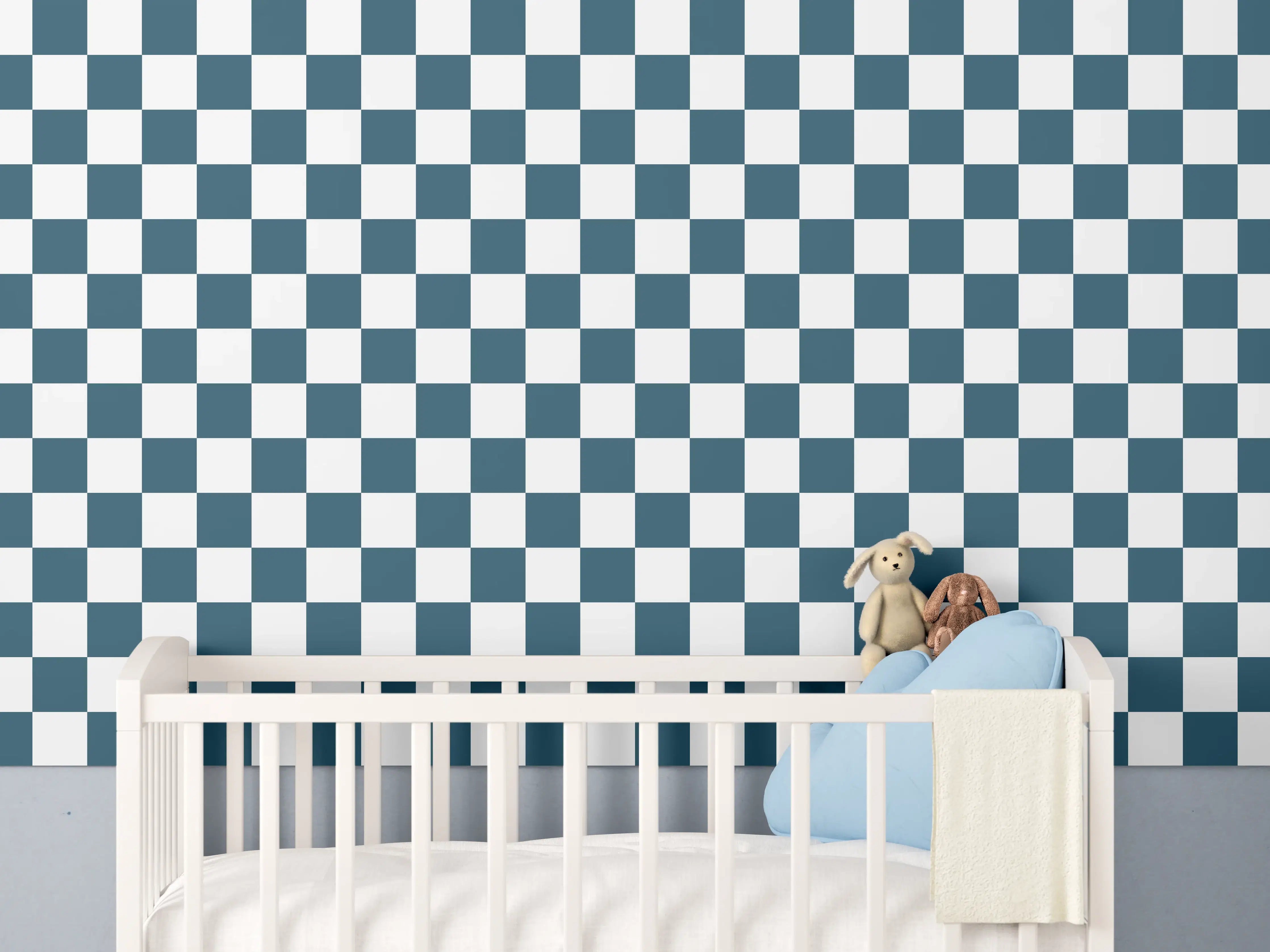 Babyzimmer Wandgestaltung - Retro Blaue Fliesen im Badezimmer