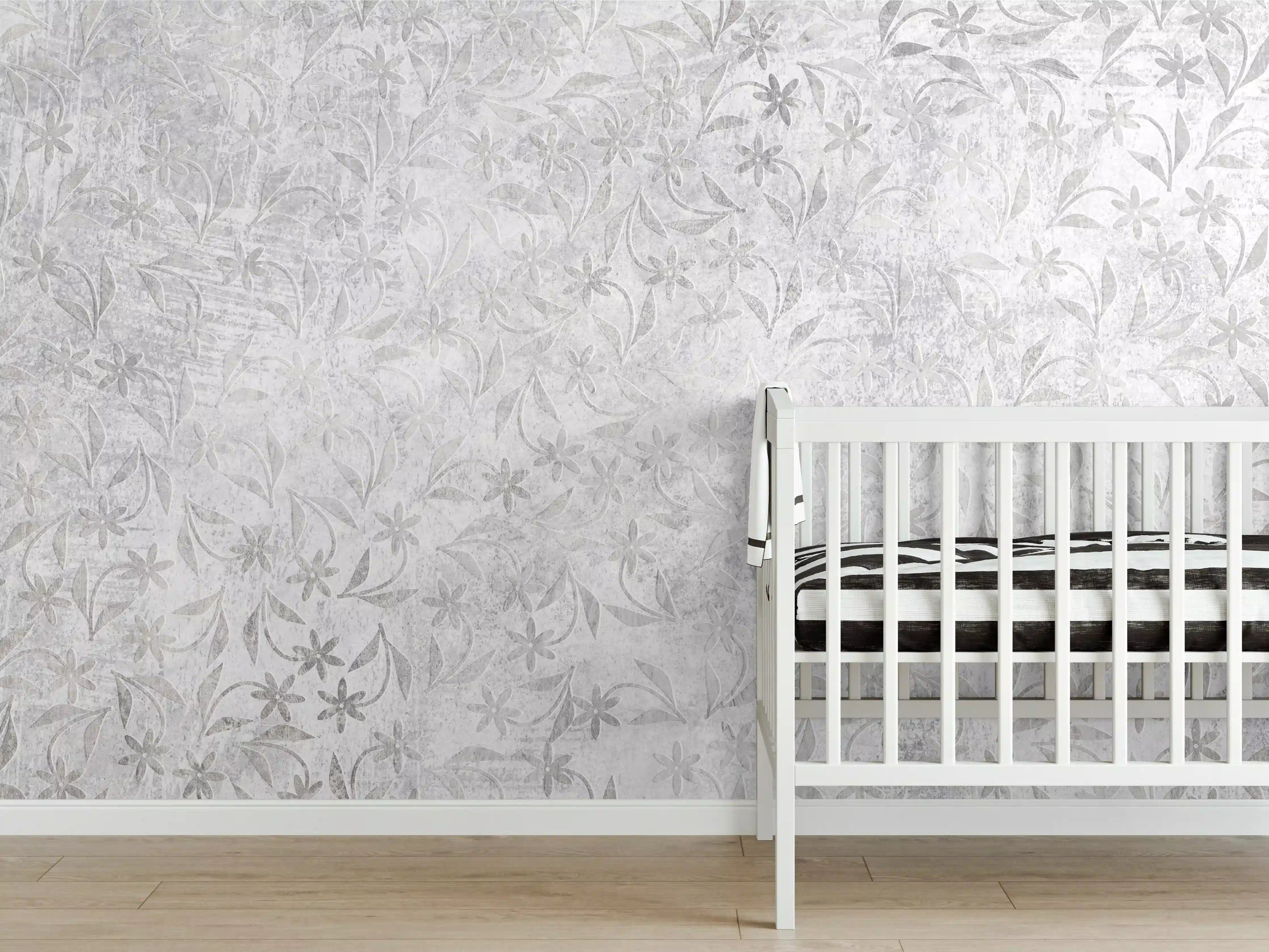 Babyzimmer Wandgestaltung - Retro Blumen Textur