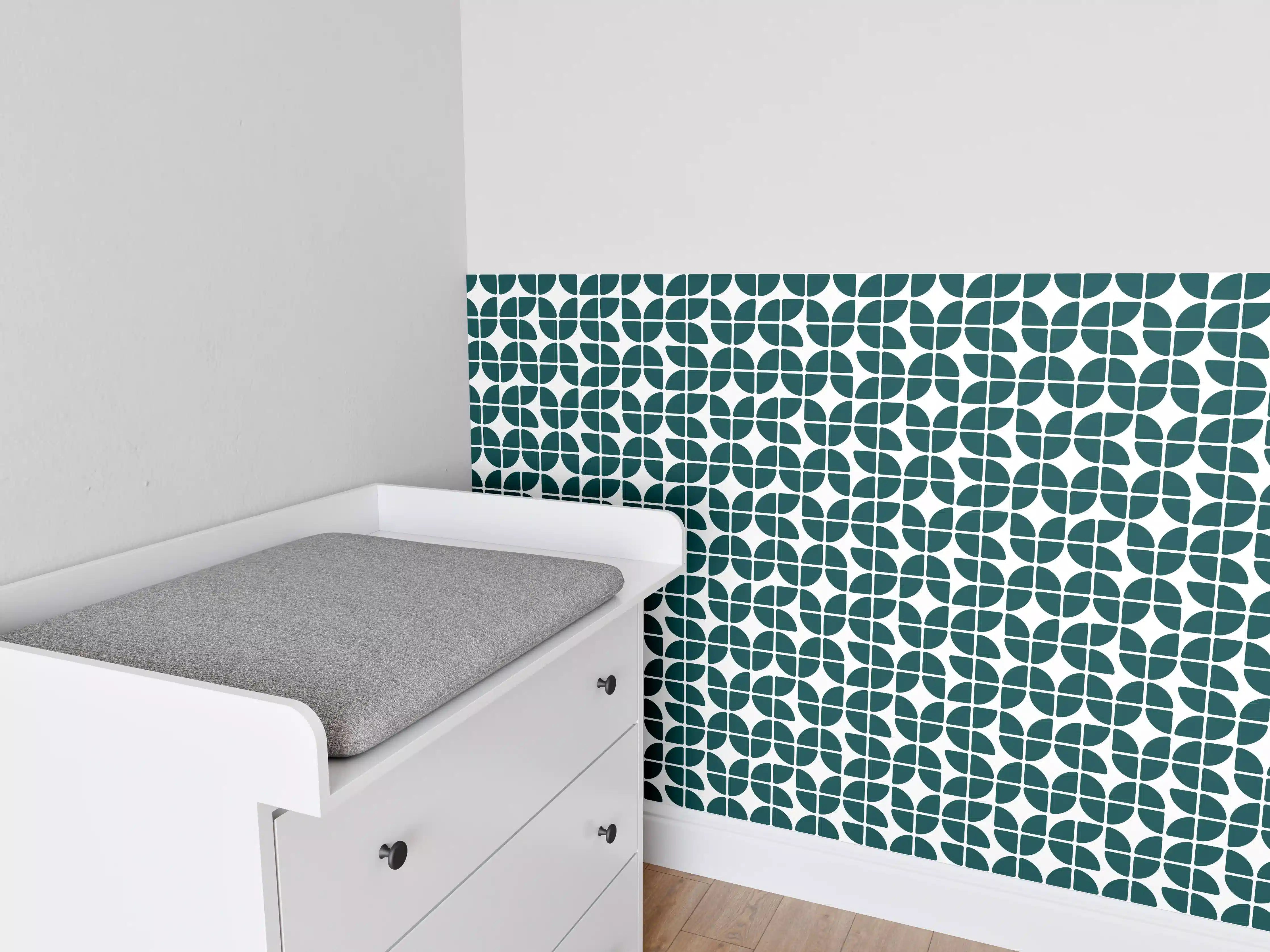 Babyzimmer Wandgestaltung - Retro Grün Petrol Design