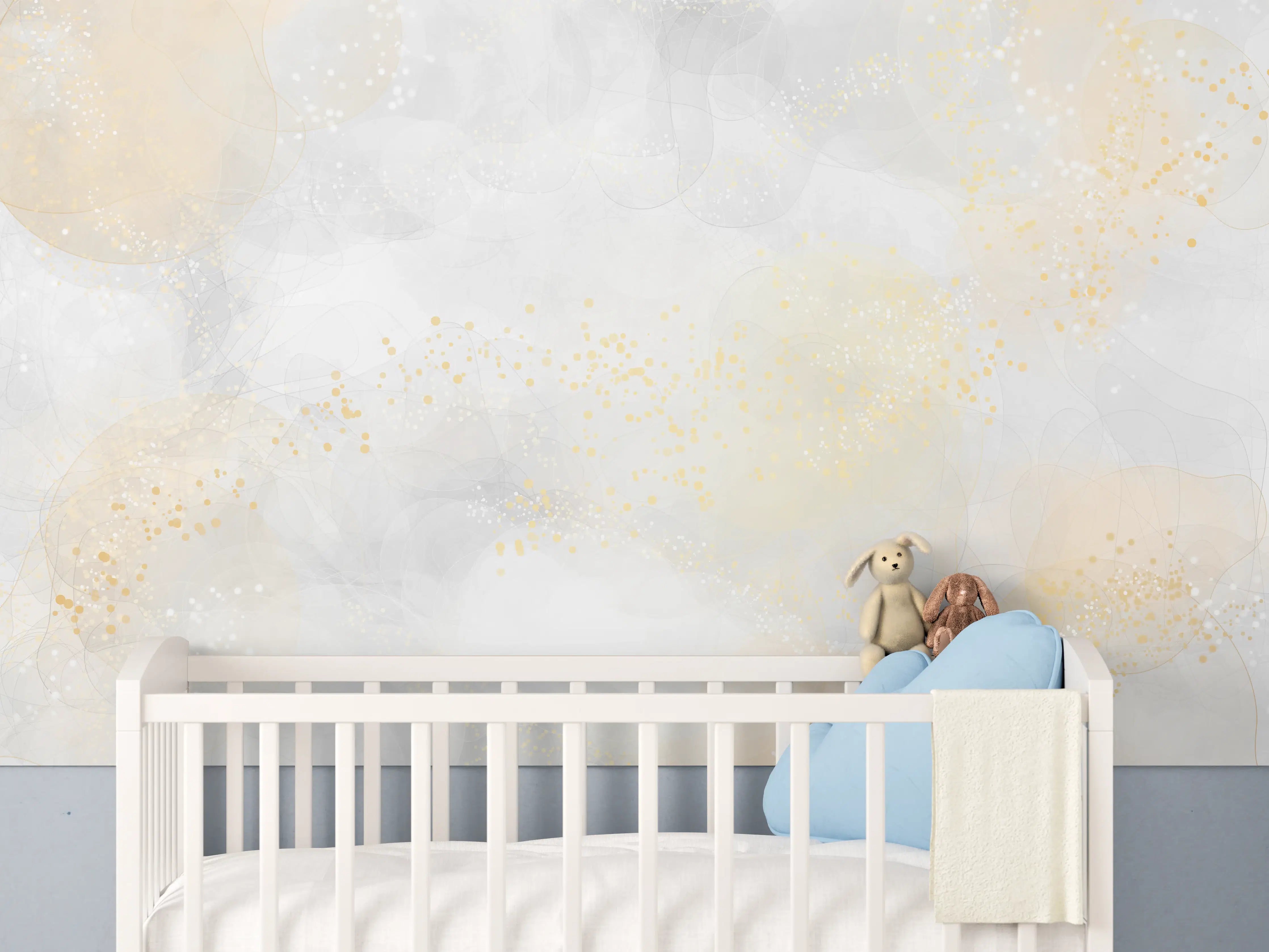 Babyzimmer Wandgestaltung - Retro Kunsttextur - Aquarellillustration  