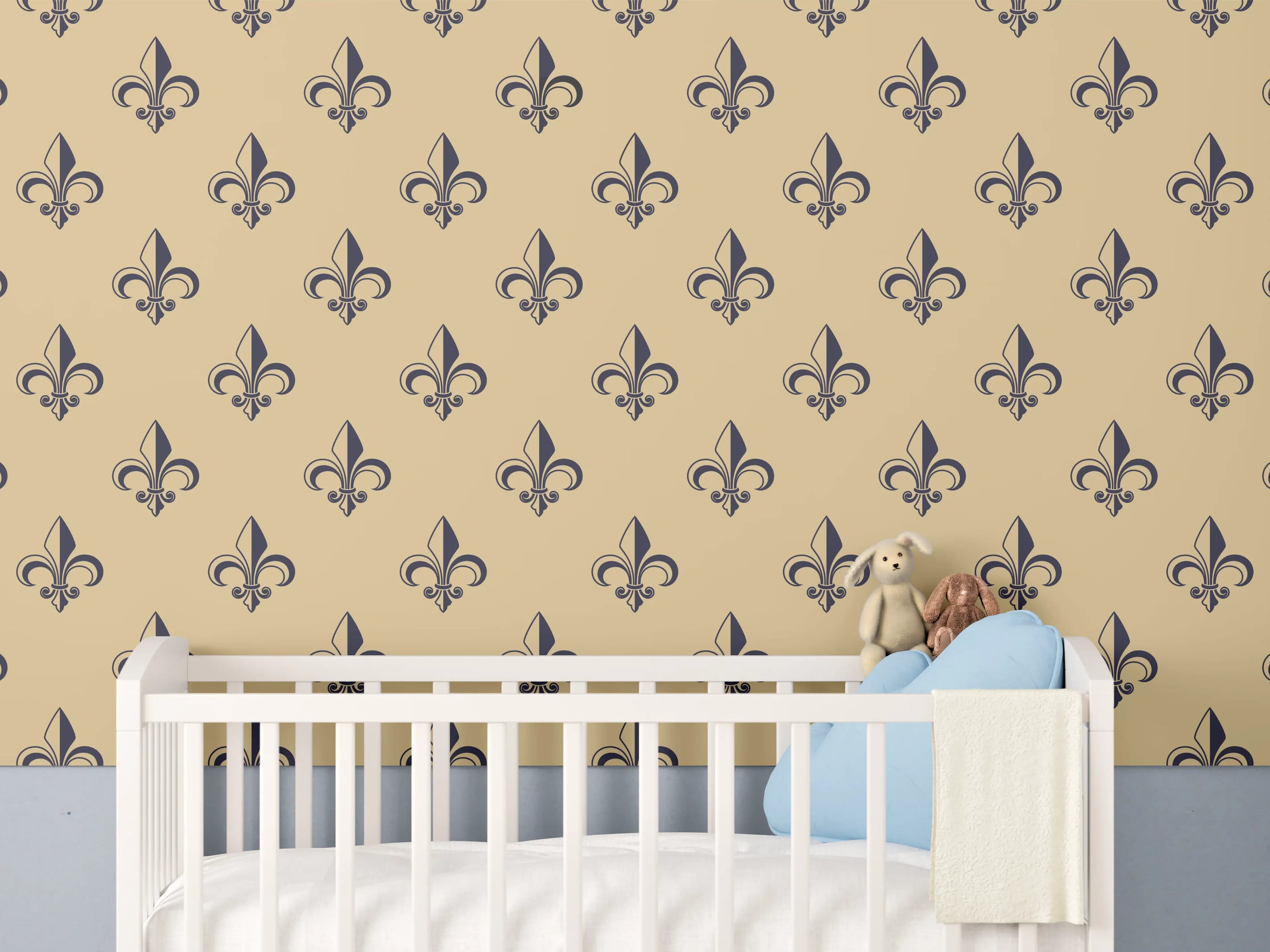 Babyzimmer Wandgestaltung - Retro-Muster Gold Braun