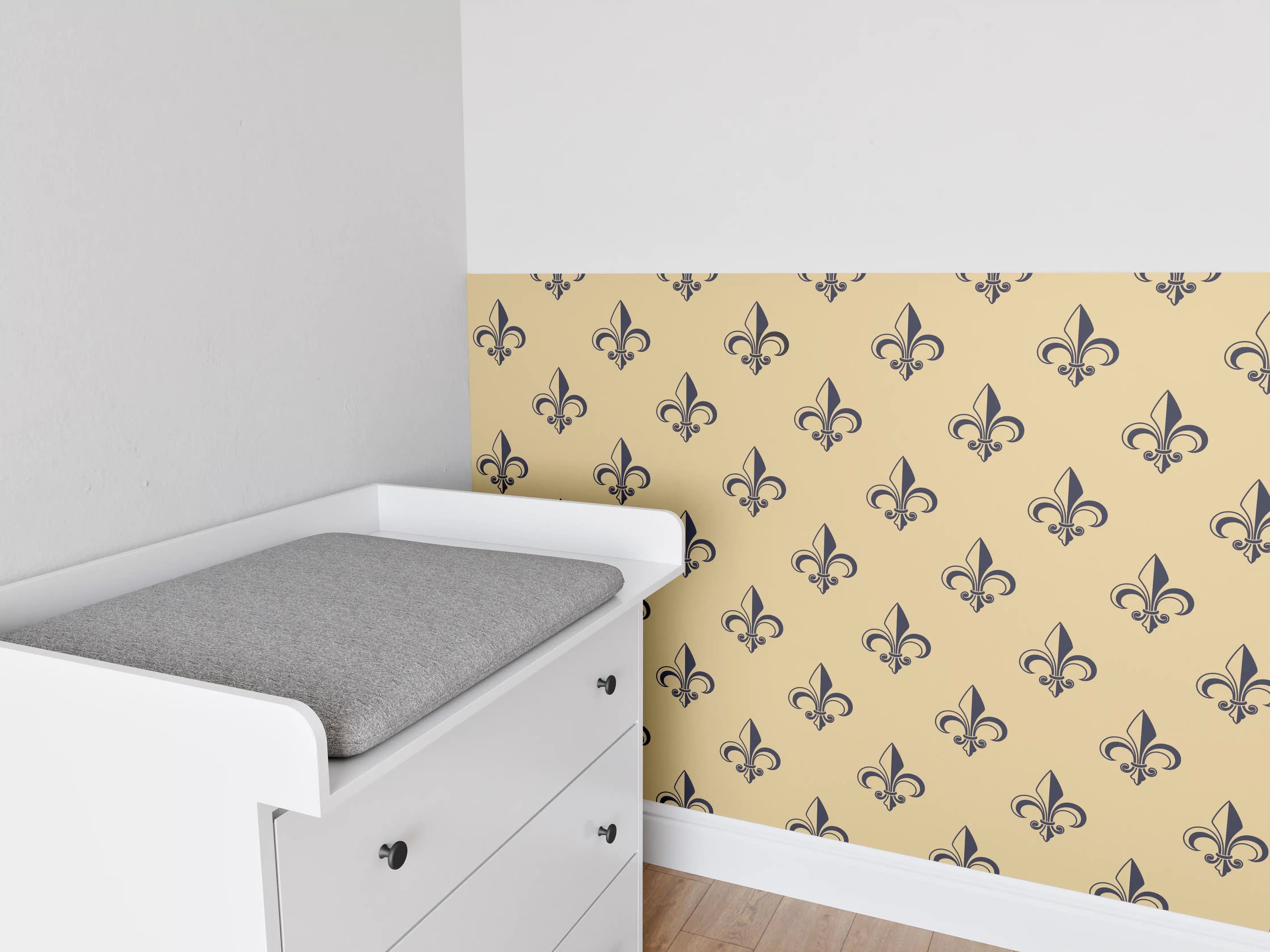 Babyzimmer Wandgestaltung - Retro-Muster Gold Braun