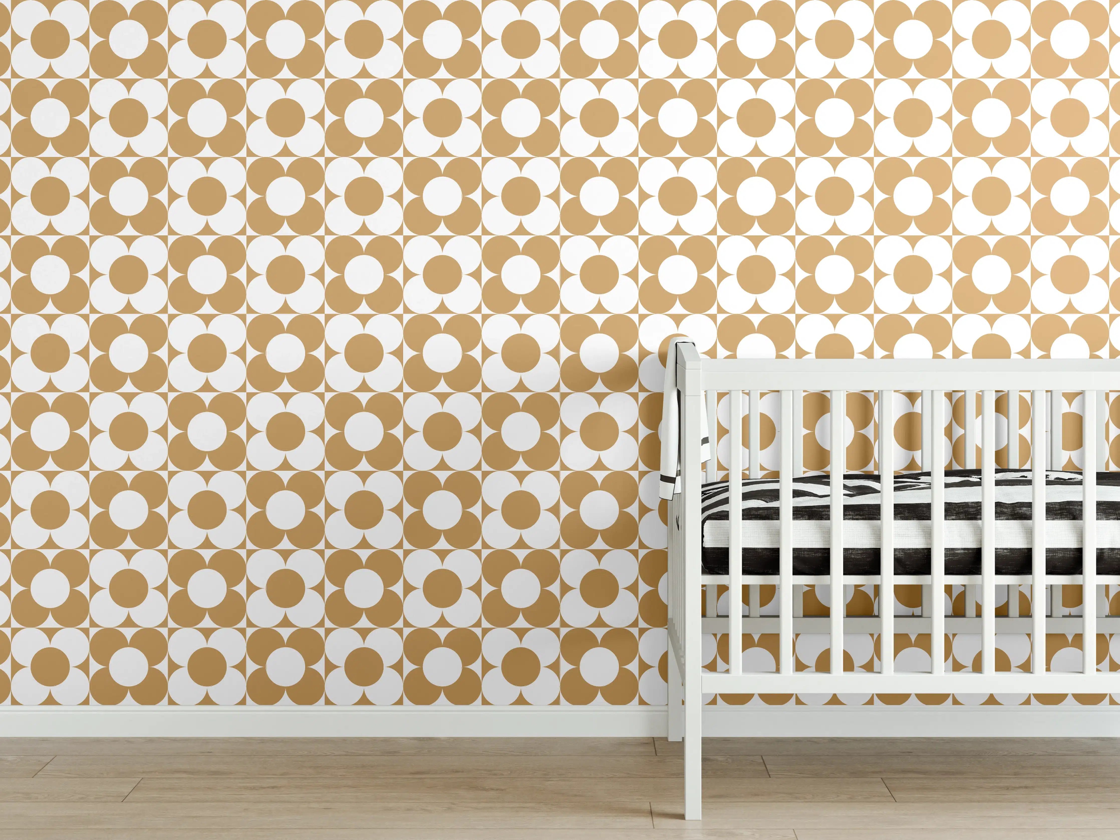 Babyzimmer Wandgestaltung - Retro Primelava in Cremeweiß mit Grau-Nuancen