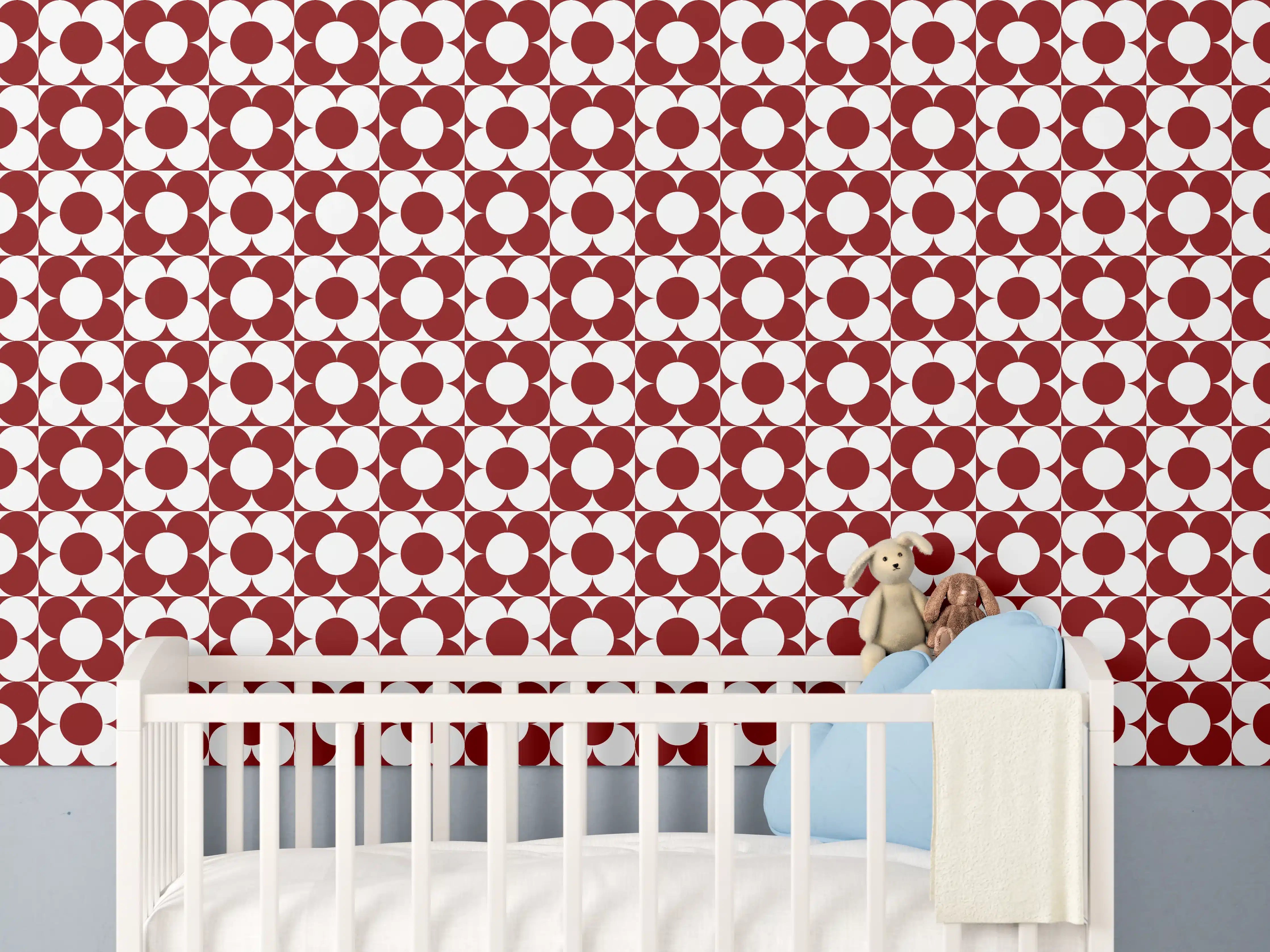 Babyzimmer Wandgestaltung - Retro Primelavor Granata mit zarten Graunuancen