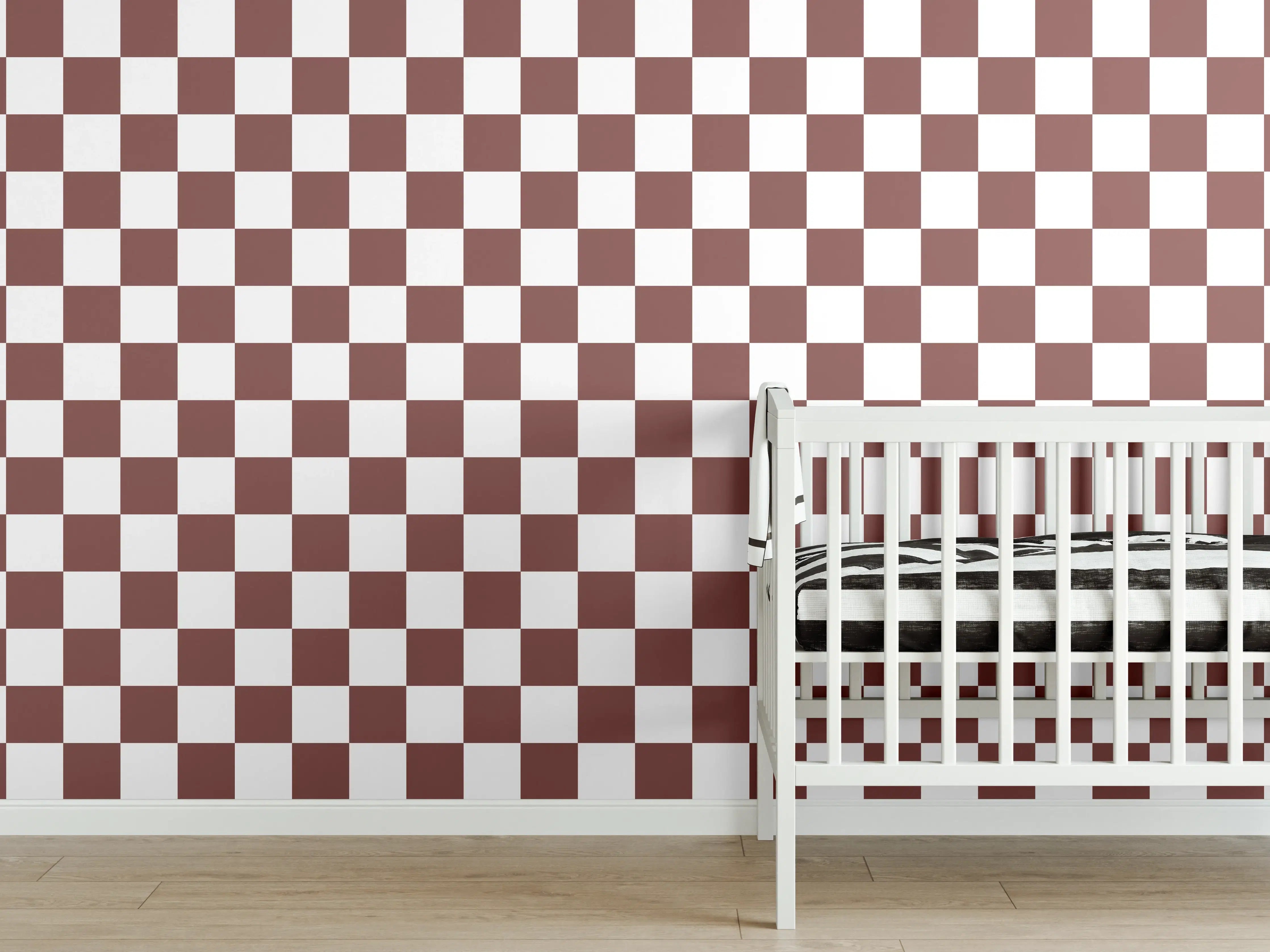 Babyzimmer Wandgestaltung - Retro-Shachmatte im Badezimmer