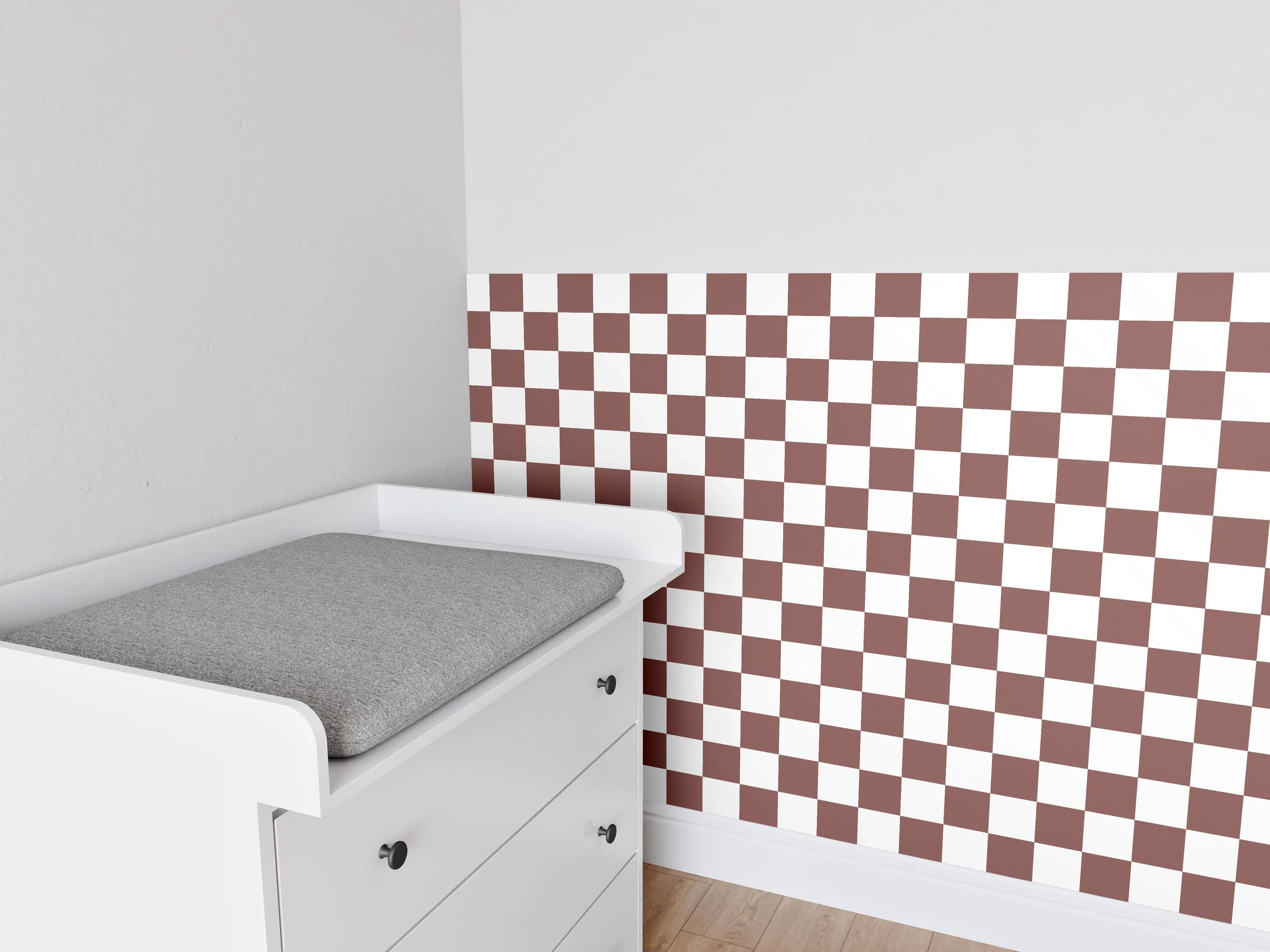 Babyzimmer Wandgestaltung - Retro-Shachmatte im Badezimmer