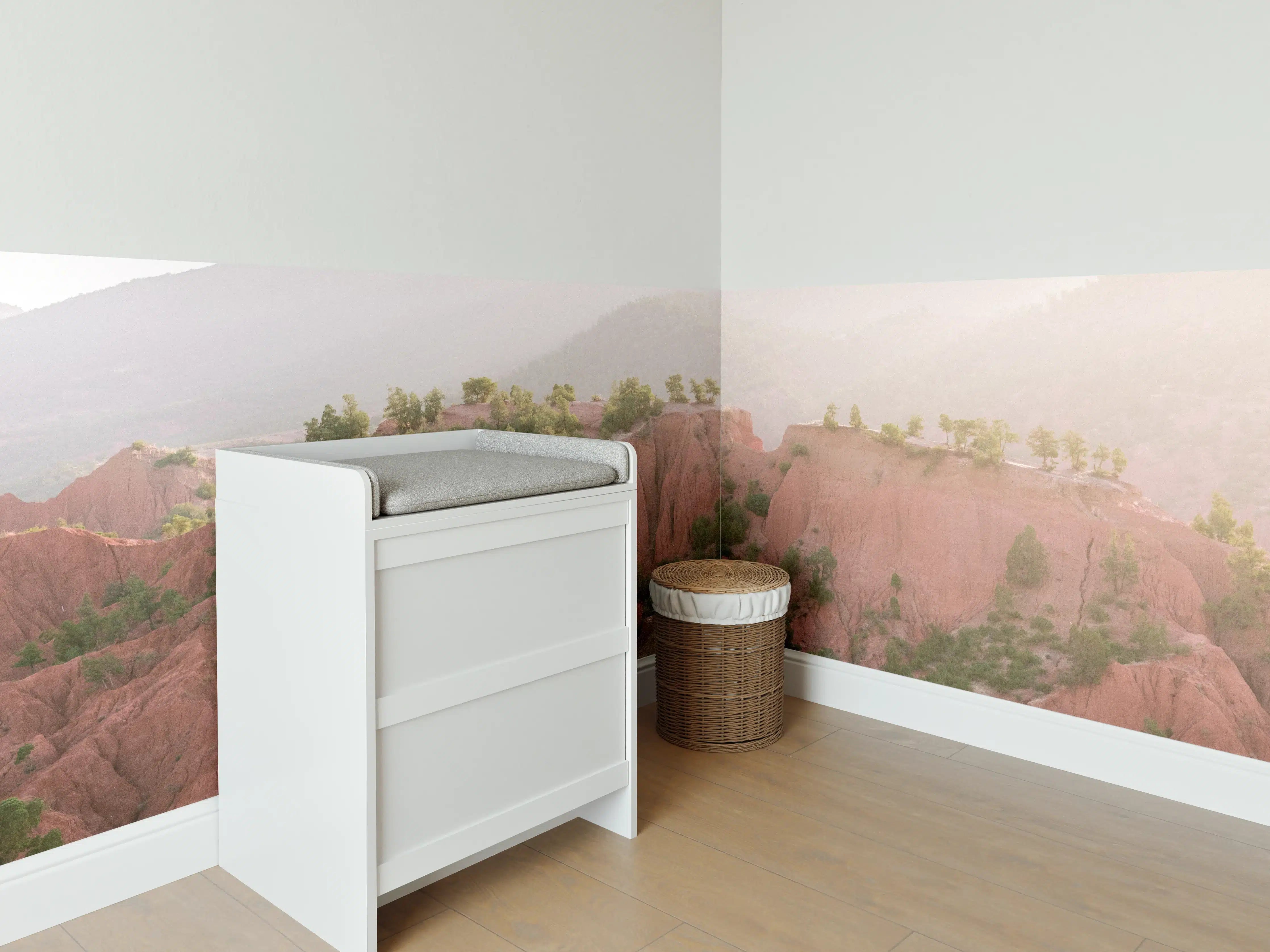 Babyzimmer Wandgestaltung - Rötliche Berglandschaft im Sonnenlicht