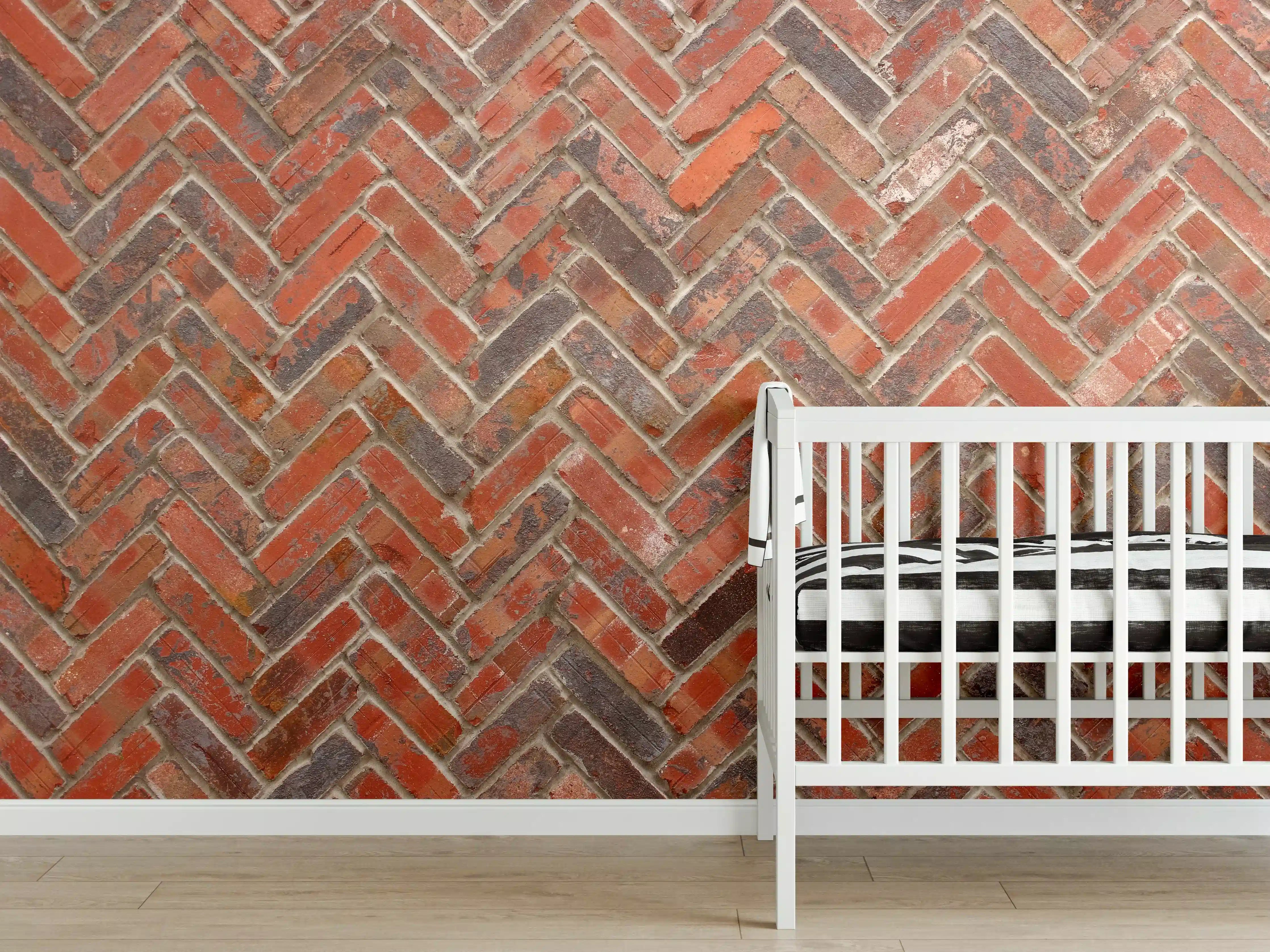 Babyzimmer Wandgestaltung - Rötliche Ziegelstein Textur