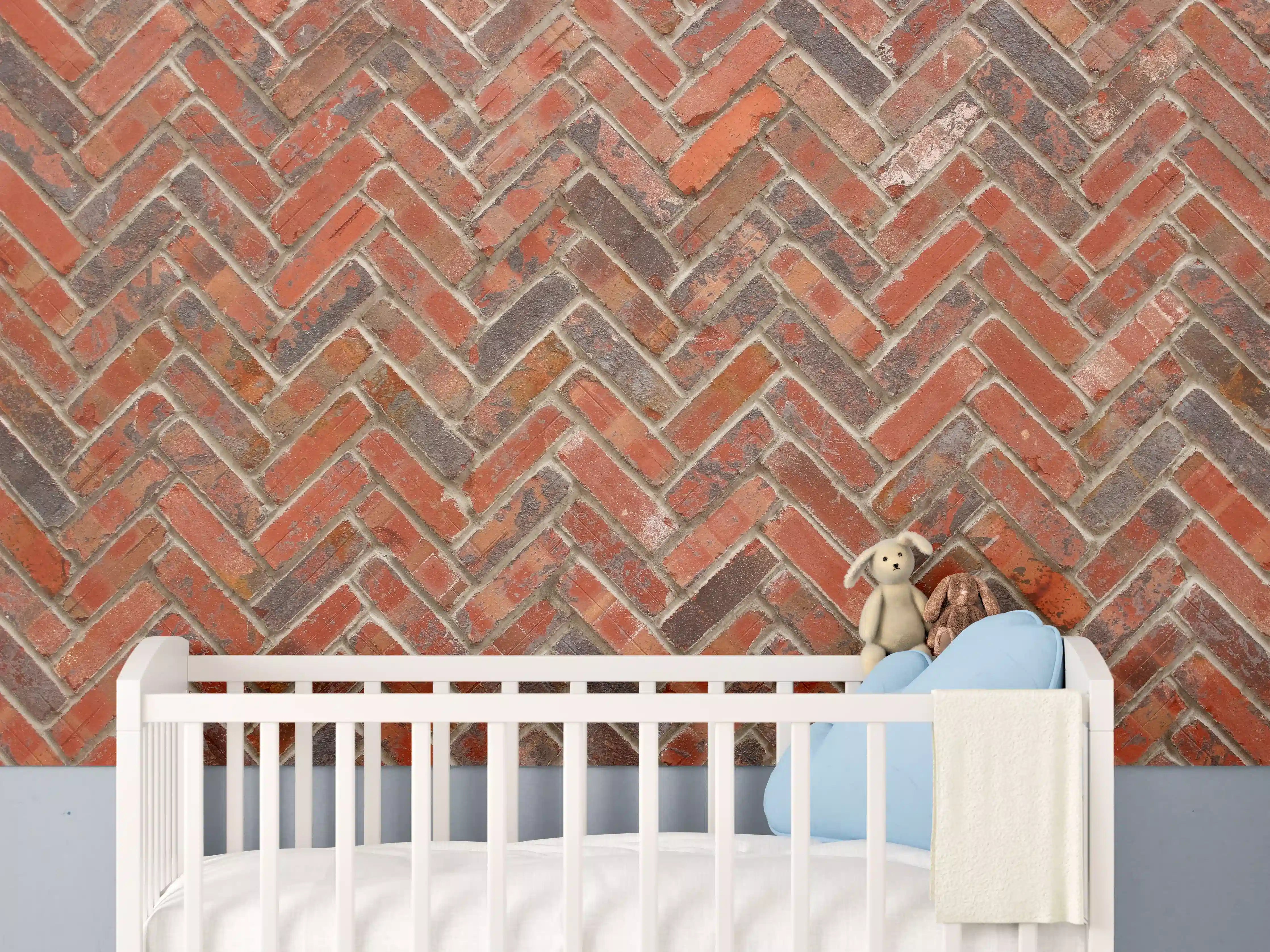 Babyzimmer Wandgestaltung - Rötliche Ziegelstein Textur