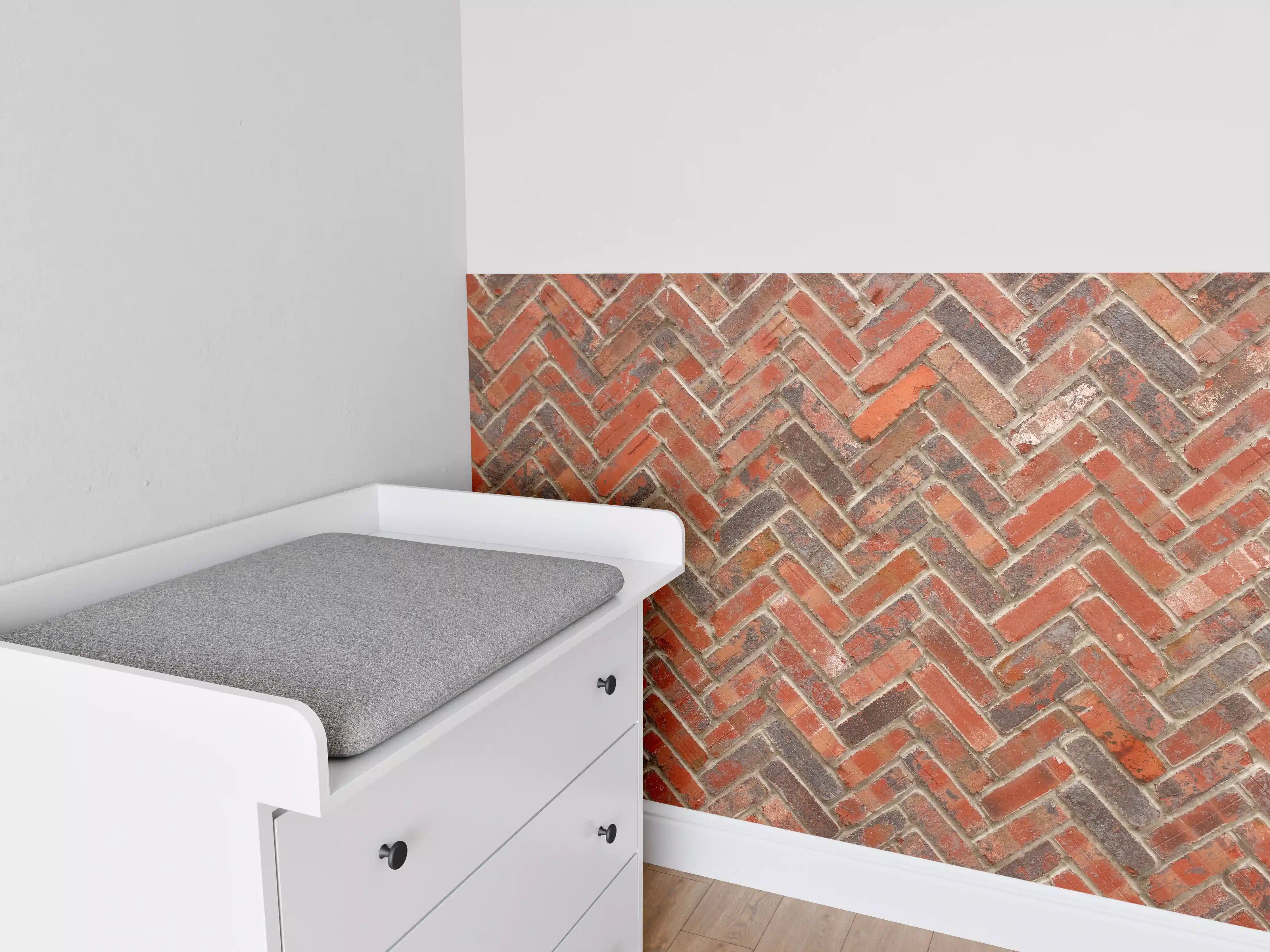 Babyzimmer Wandgestaltung - Rötliche Ziegelstein Textur