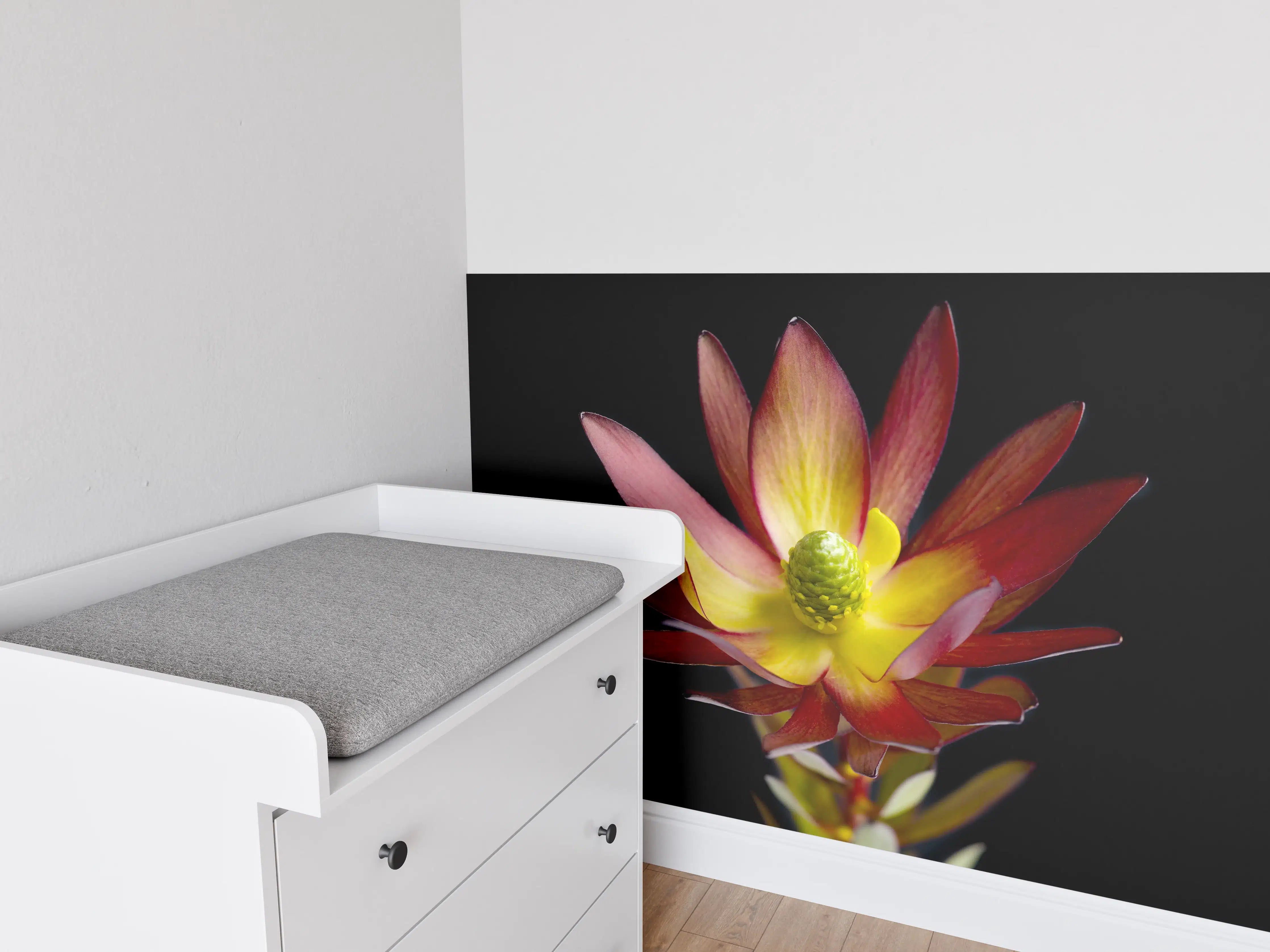Babyzimmer Wandgestaltung - Rötliche aufblühende Lotosblume