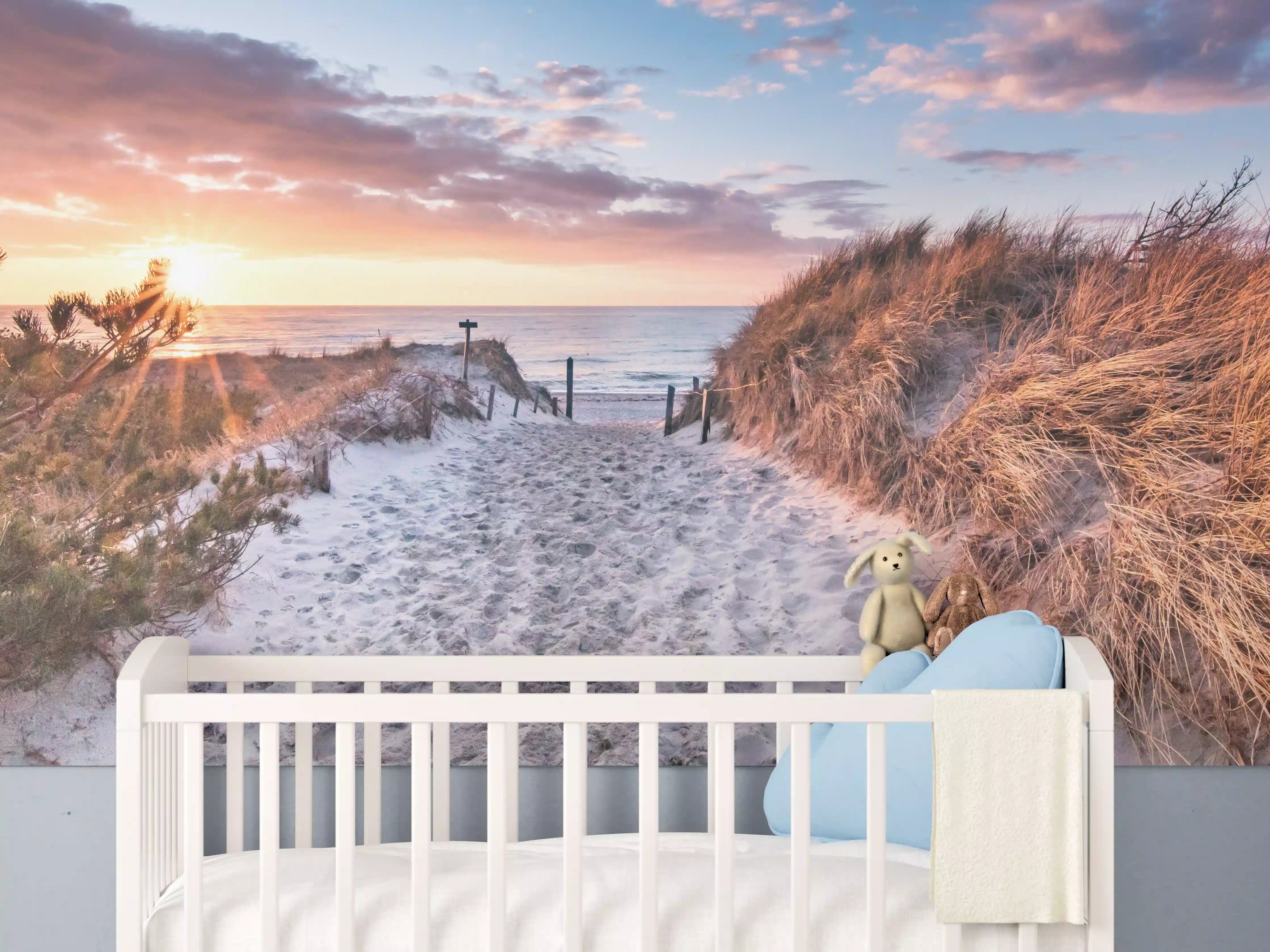 Babyzimmer Wandgestaltung - Romantischer Sandweg zum Strand