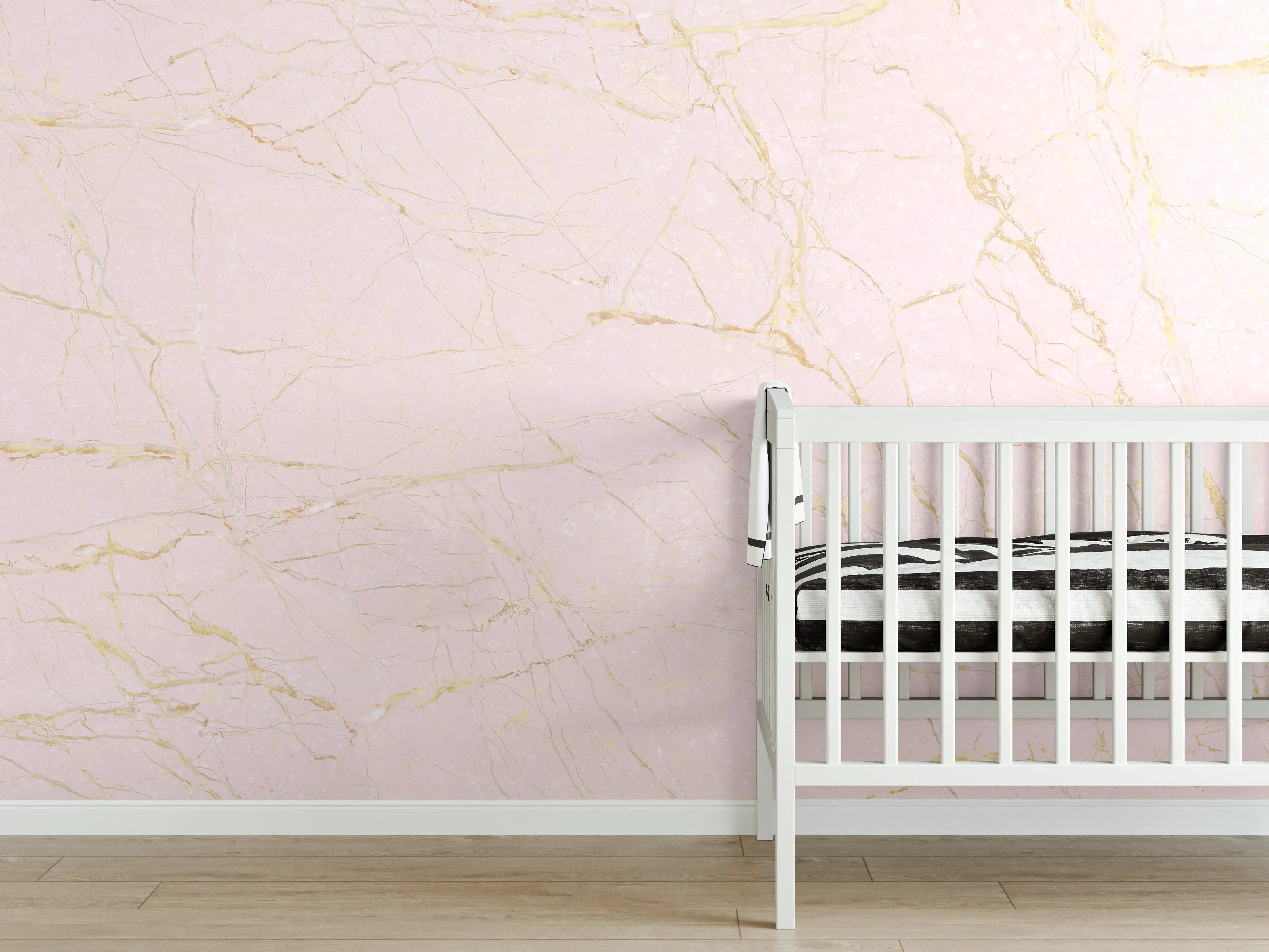 Babyzimmer Wandgestaltung - Rosa-Gold Marmor