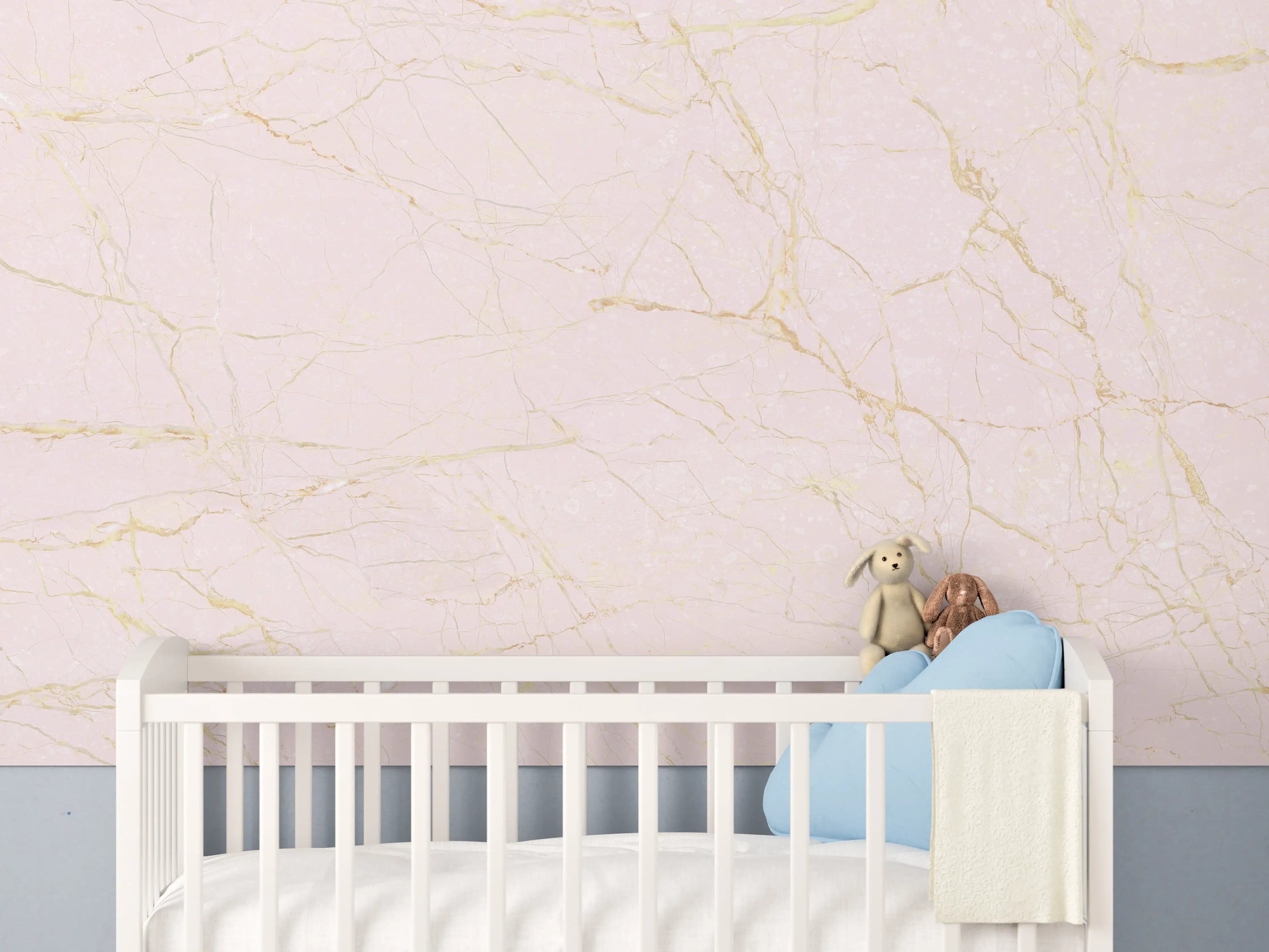 Babyzimmer Wandgestaltung - Rosa-Gold Marmor