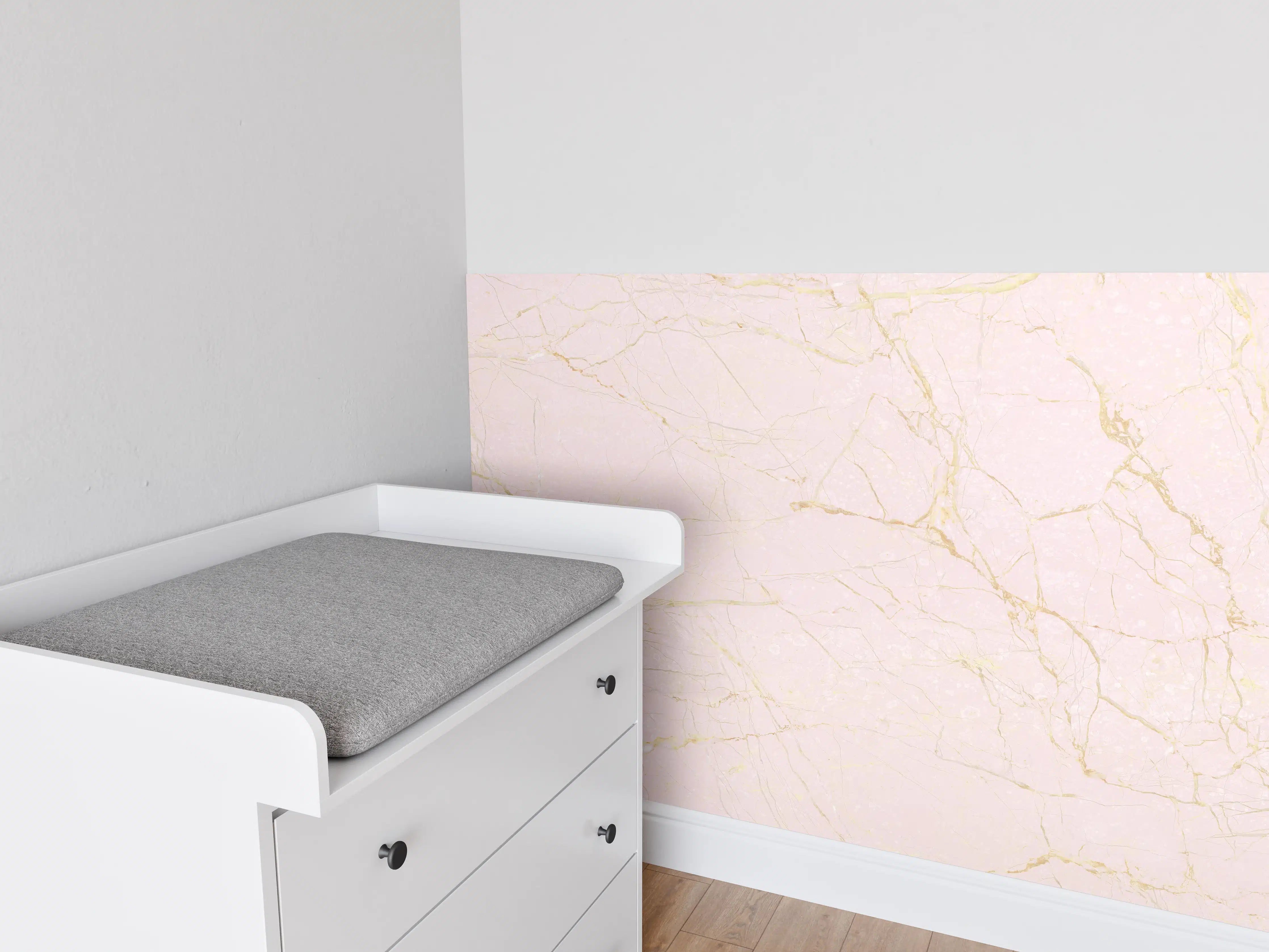 Babyzimmer Wandgestaltung - Rosa-Gold Marmor