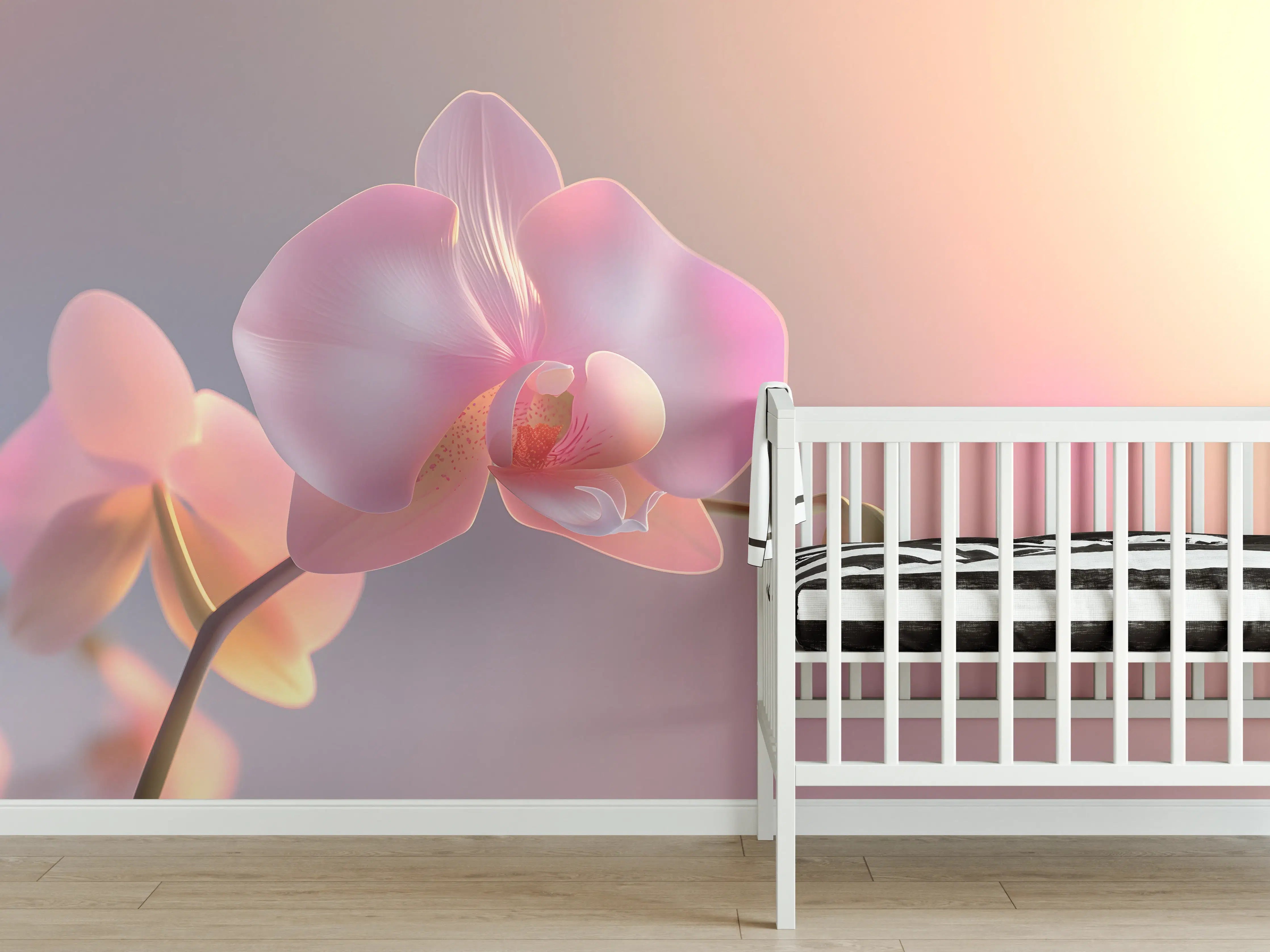 Babyzimmer Wandgestaltung - Rosa Orchidee Pastellhintergrund