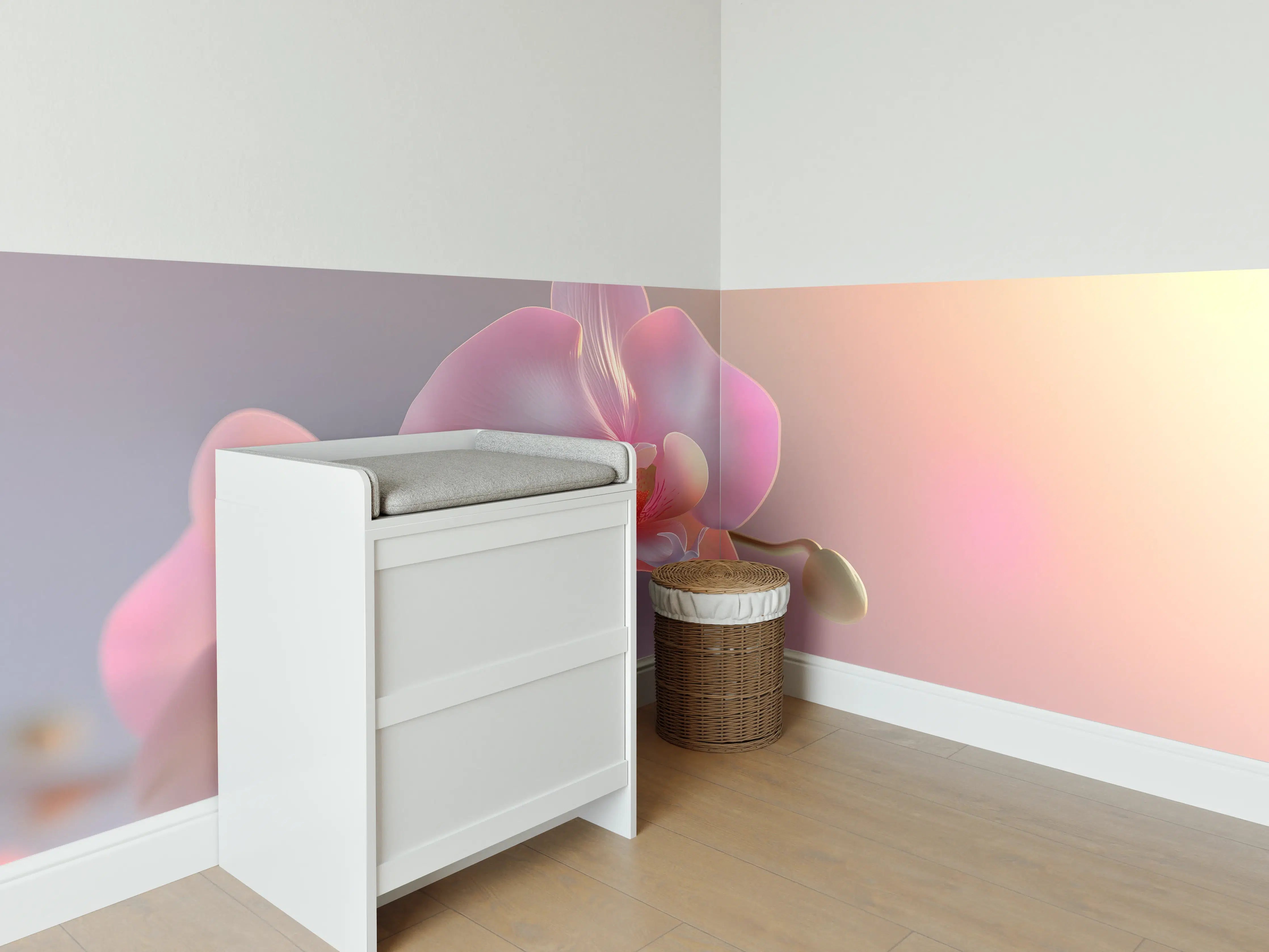Babyzimmer Wandgestaltung - Rosa Orchidee Pastellhintergrund