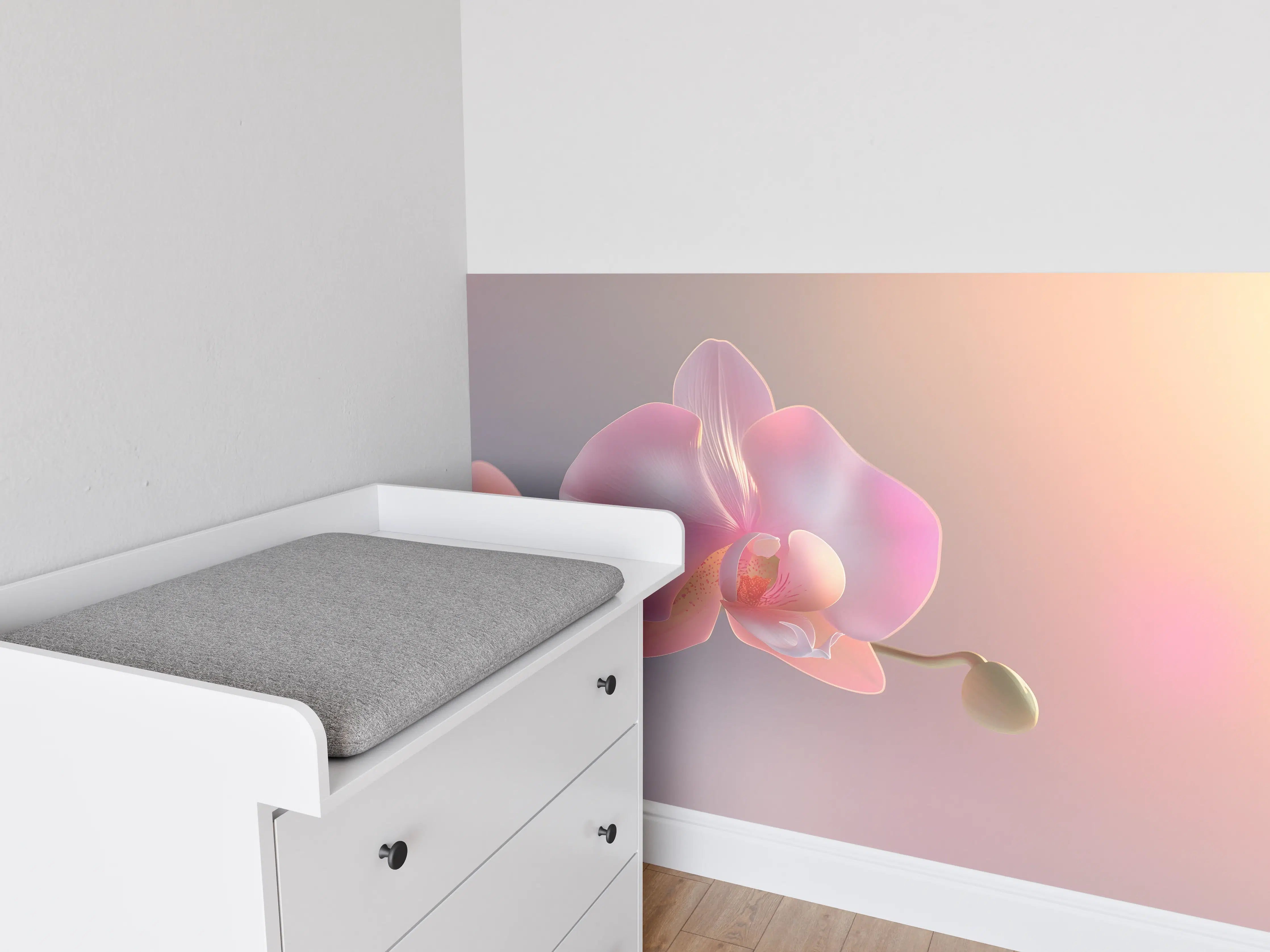 Babyzimmer Wandgestaltung - Rosa Orchidee Pastellhintergrund
