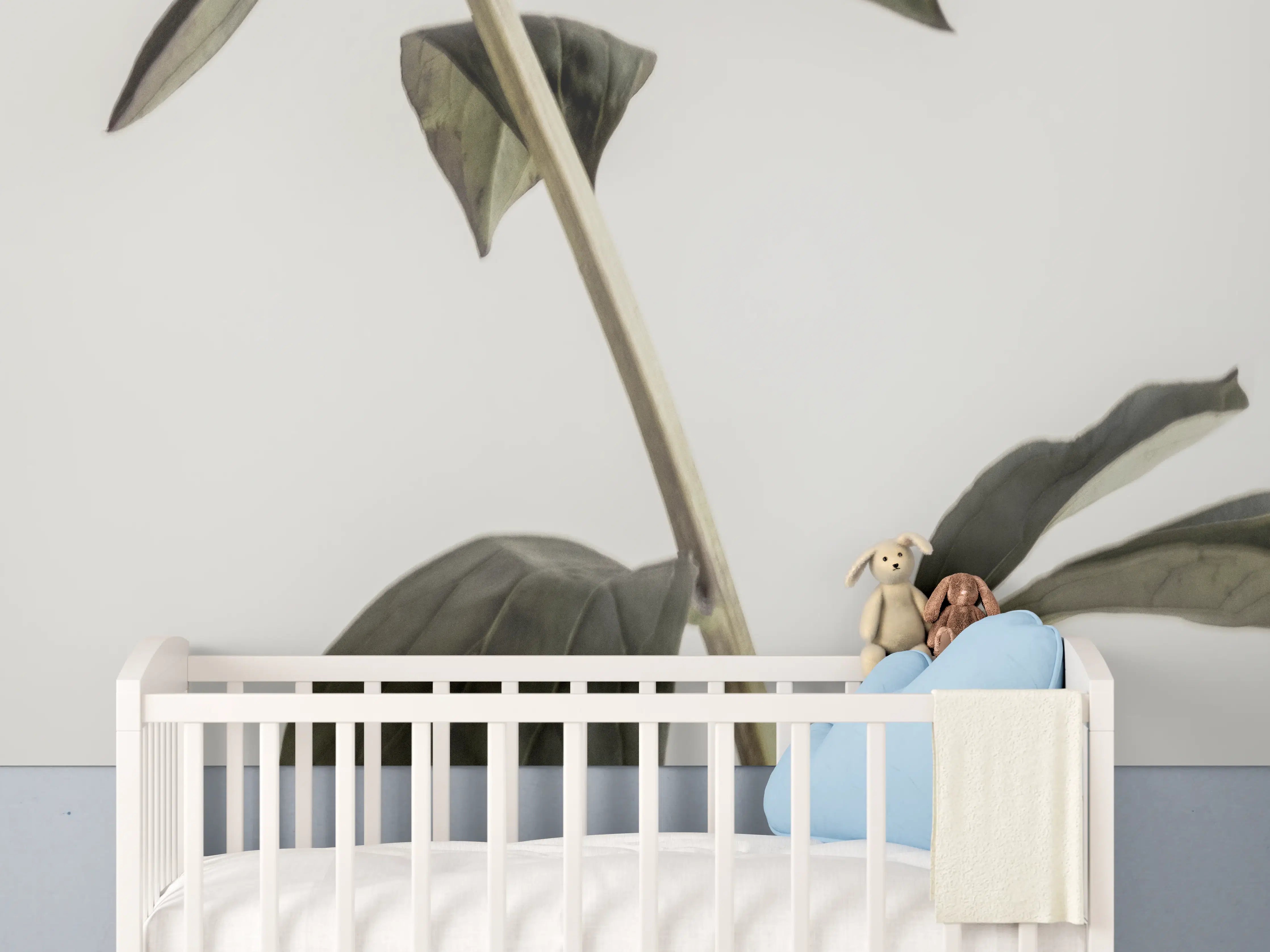 Babyzimmer Wandgestaltung - Rosa Pfingstrose - Nahaufnahme 