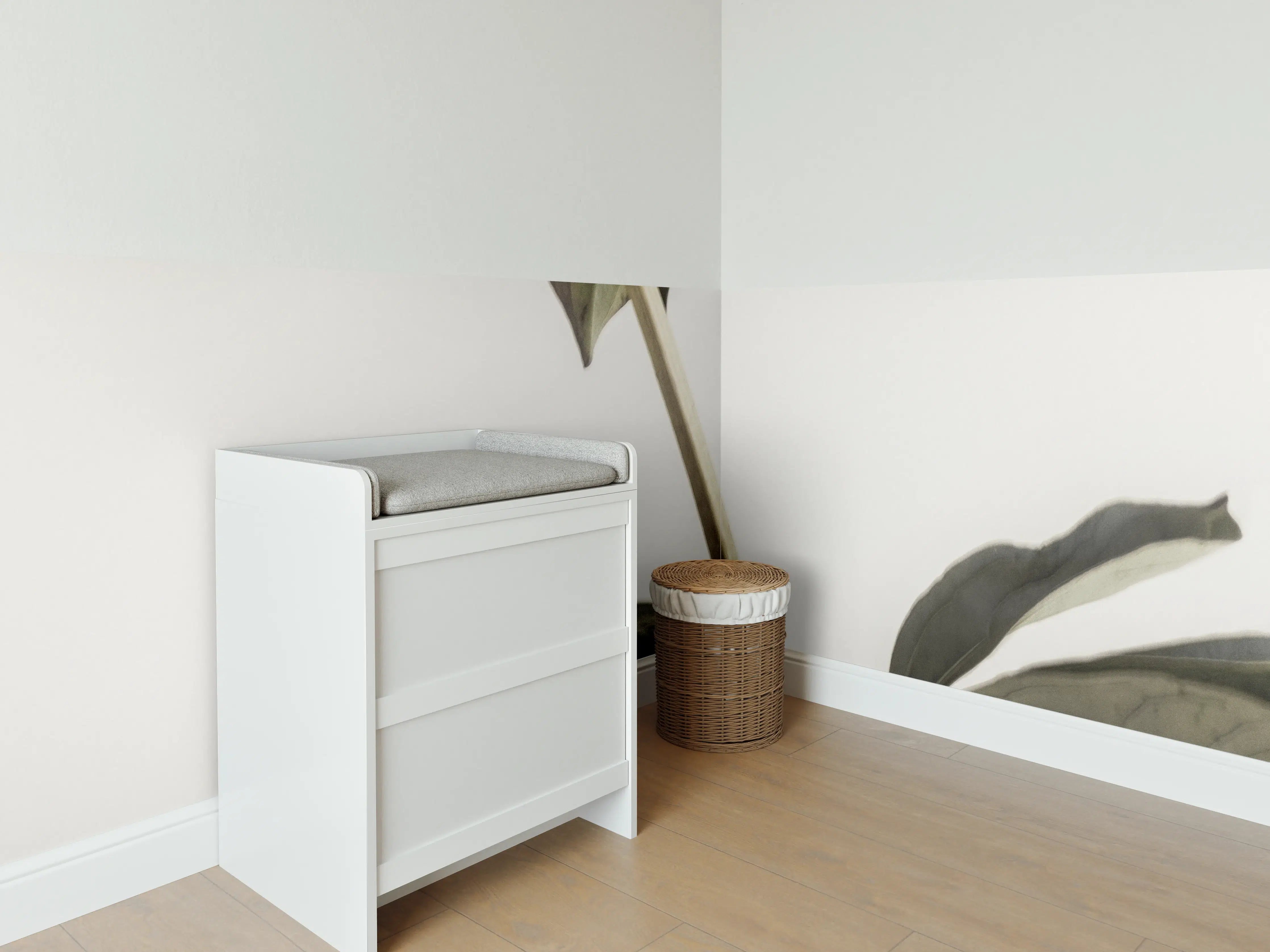 Babyzimmer Wandgestaltung - Rosa Pfingstrose - Nahaufnahme 