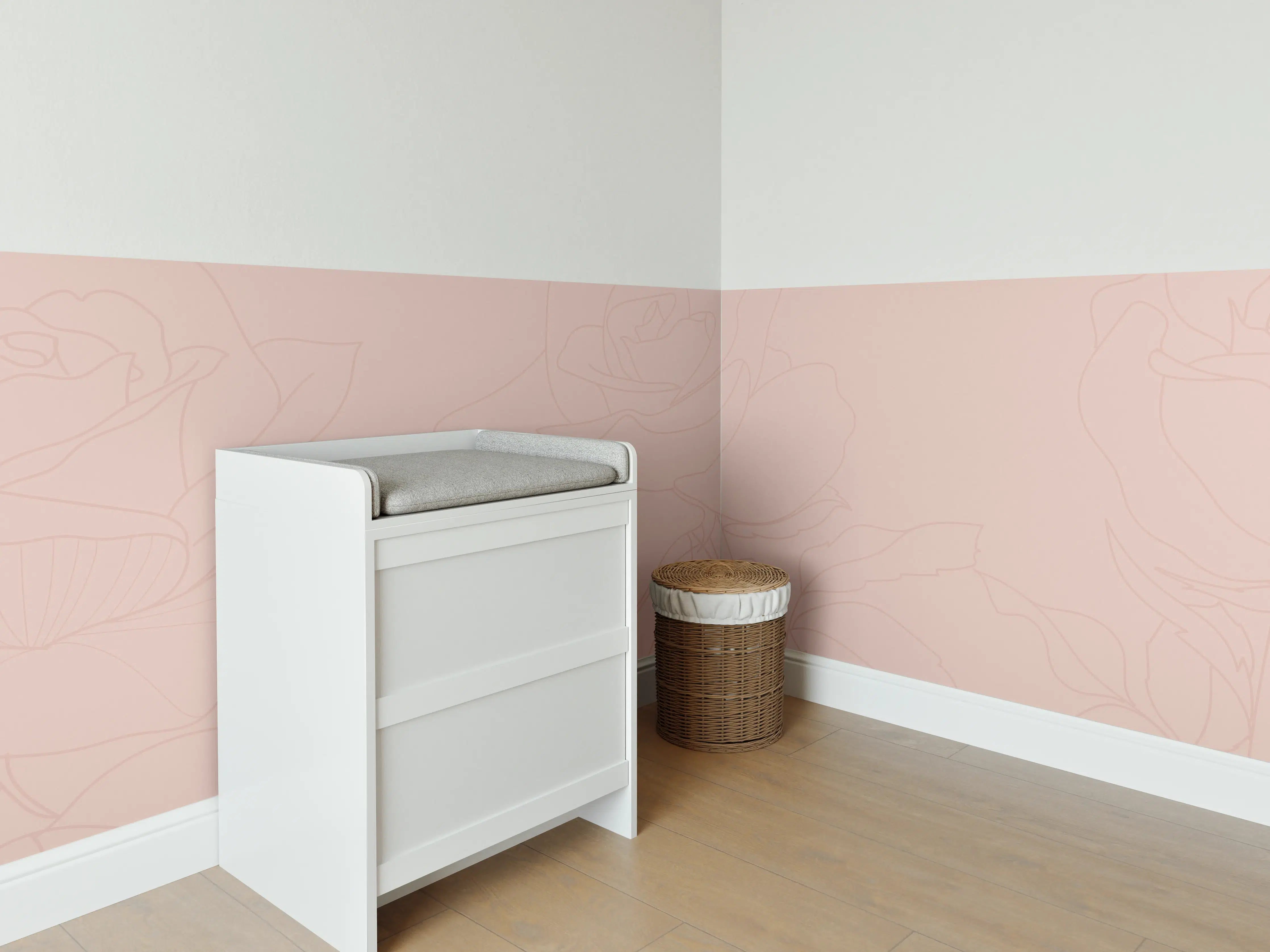 Babyzimmer Wandgestaltung - Rosa Rosen
